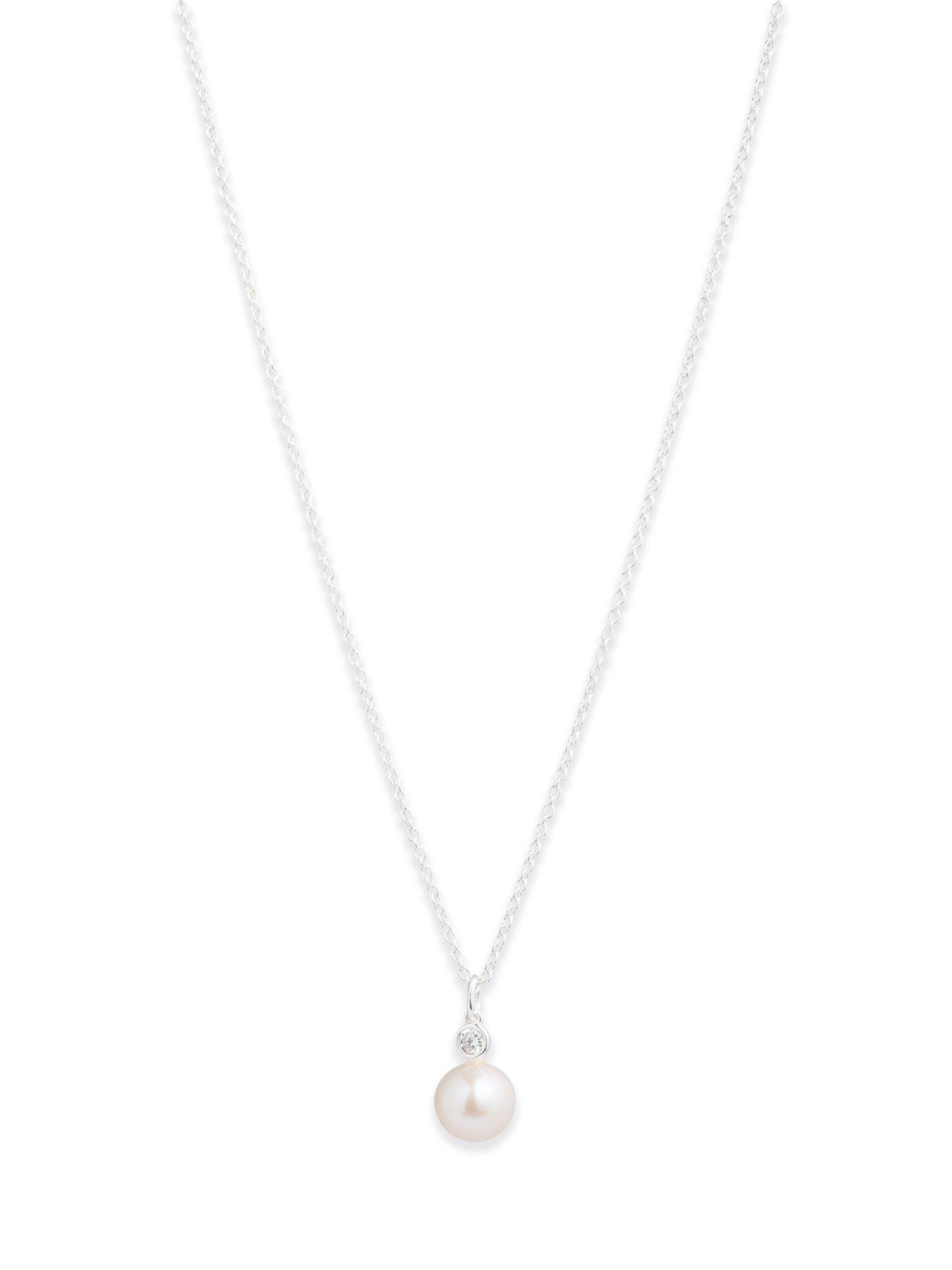 Lauren Ralph Lauren Sterling Silver Pearl Pendant Necklace, Silver