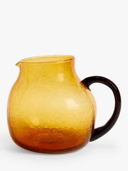 John Lewis Bubble Glass Jug, 2L, Amber, Red Mid