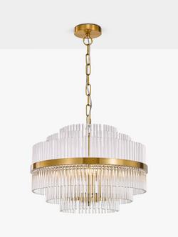 John Lewis Shimminista 3 Tiered Pendant Ceiling Light, Clear Glass/Gold