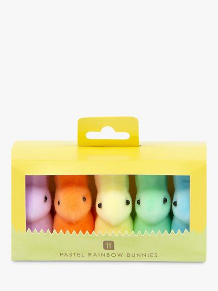 Talking Tables Pastel Rainbow Bunnies, Pack of 5, Multi, Multi