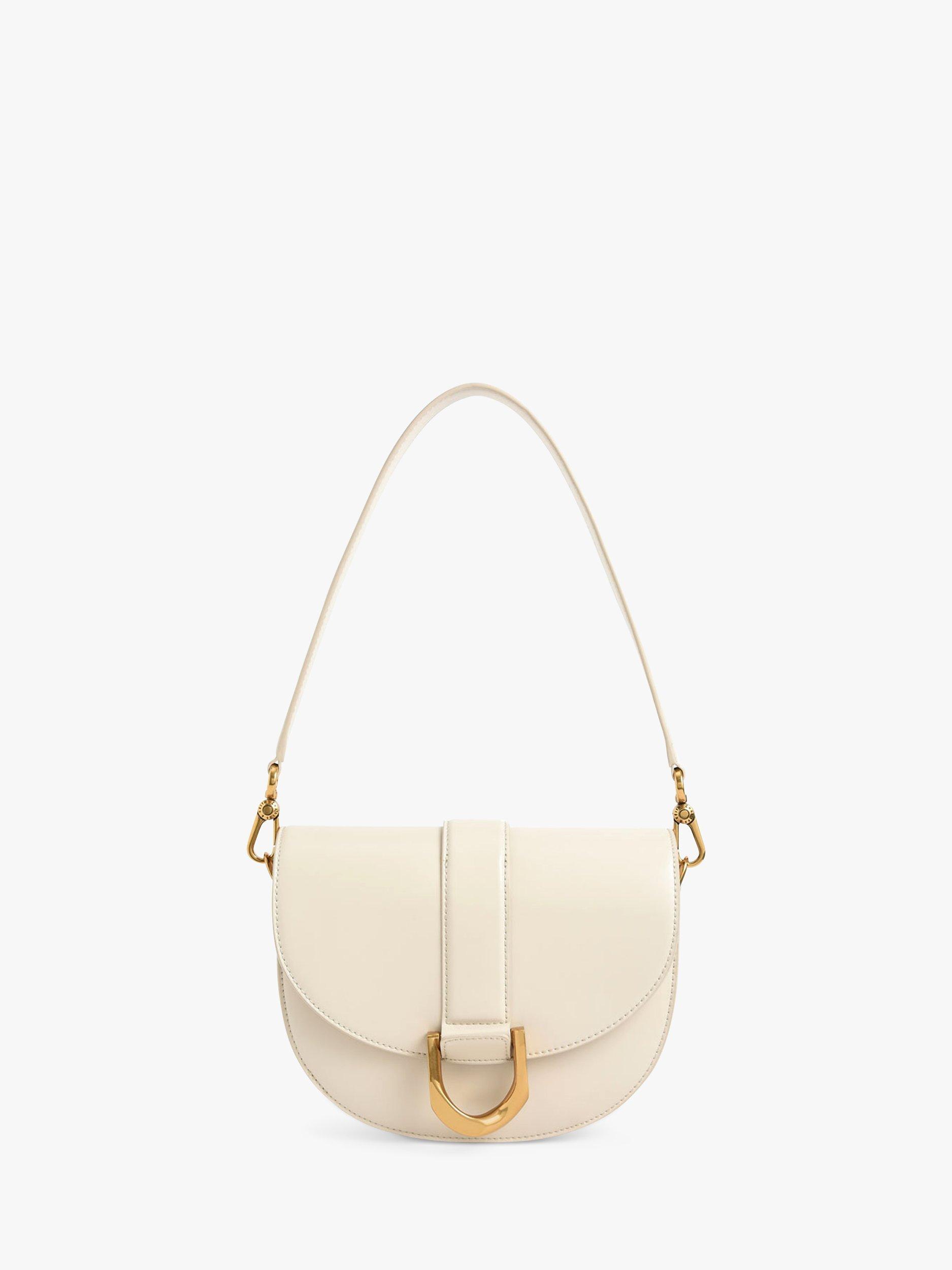 CHARLES & KEITH Gabine Faux Leather Saddle Bag, Cream