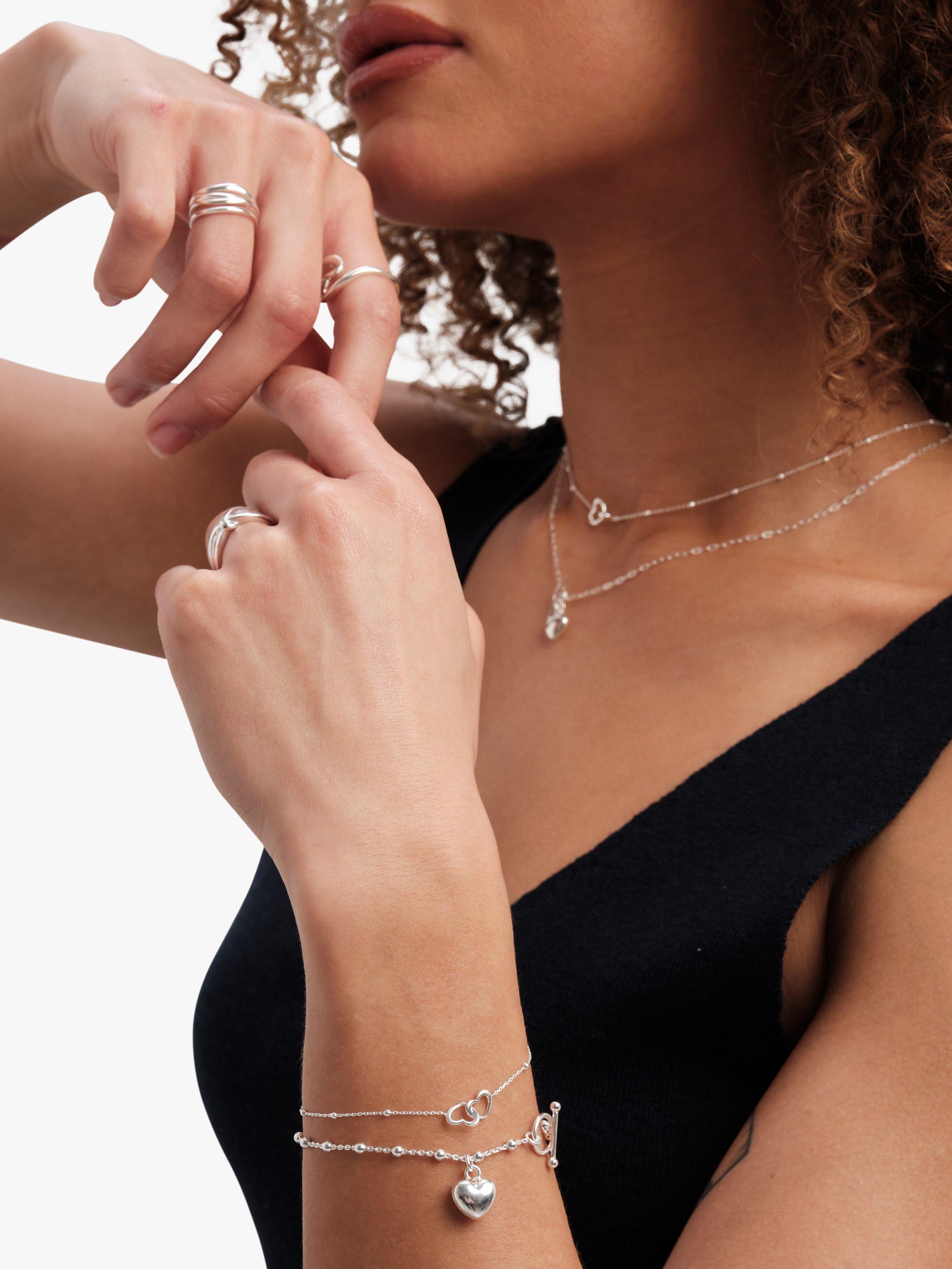 Product image 3 of 3, which shows Simply Silver Puff Heart Bracelet, Silver