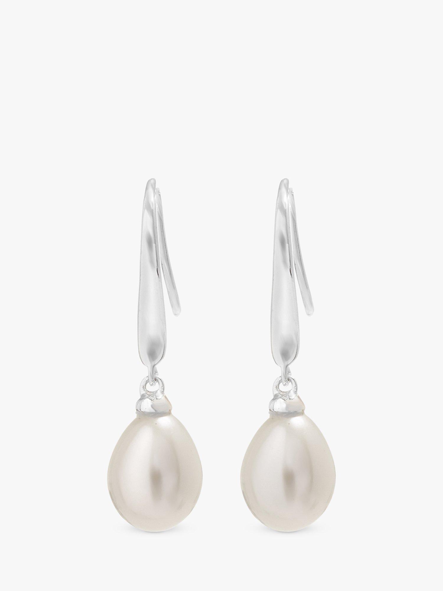 Product image 1 of 2, which shows Simply Silver Sterling Silver Freshwater Pearl Drop Earrings, Silver