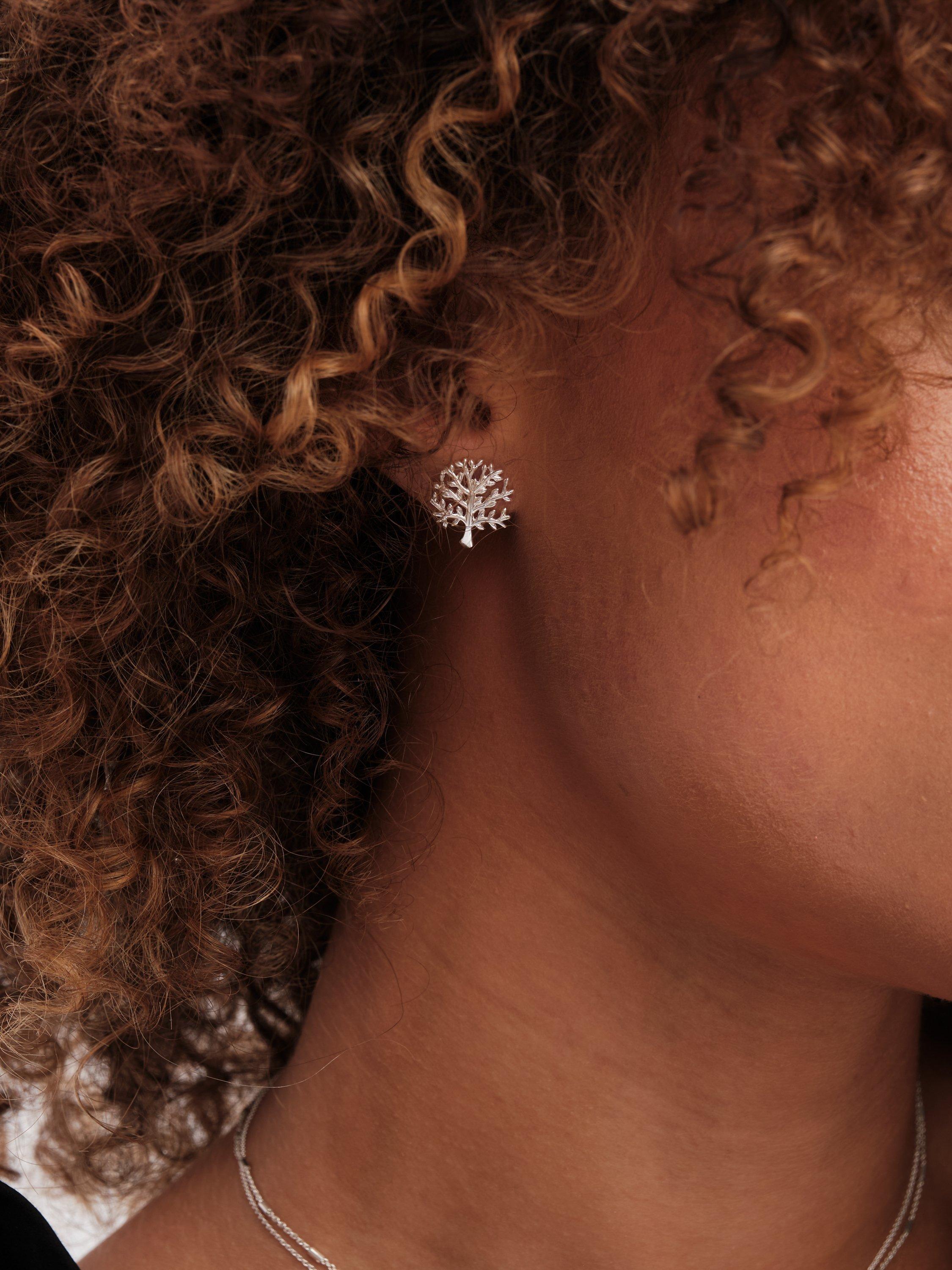 Product image 1 of 4, which shows Simply Silver Tree of Love Stud Earrings, Silver