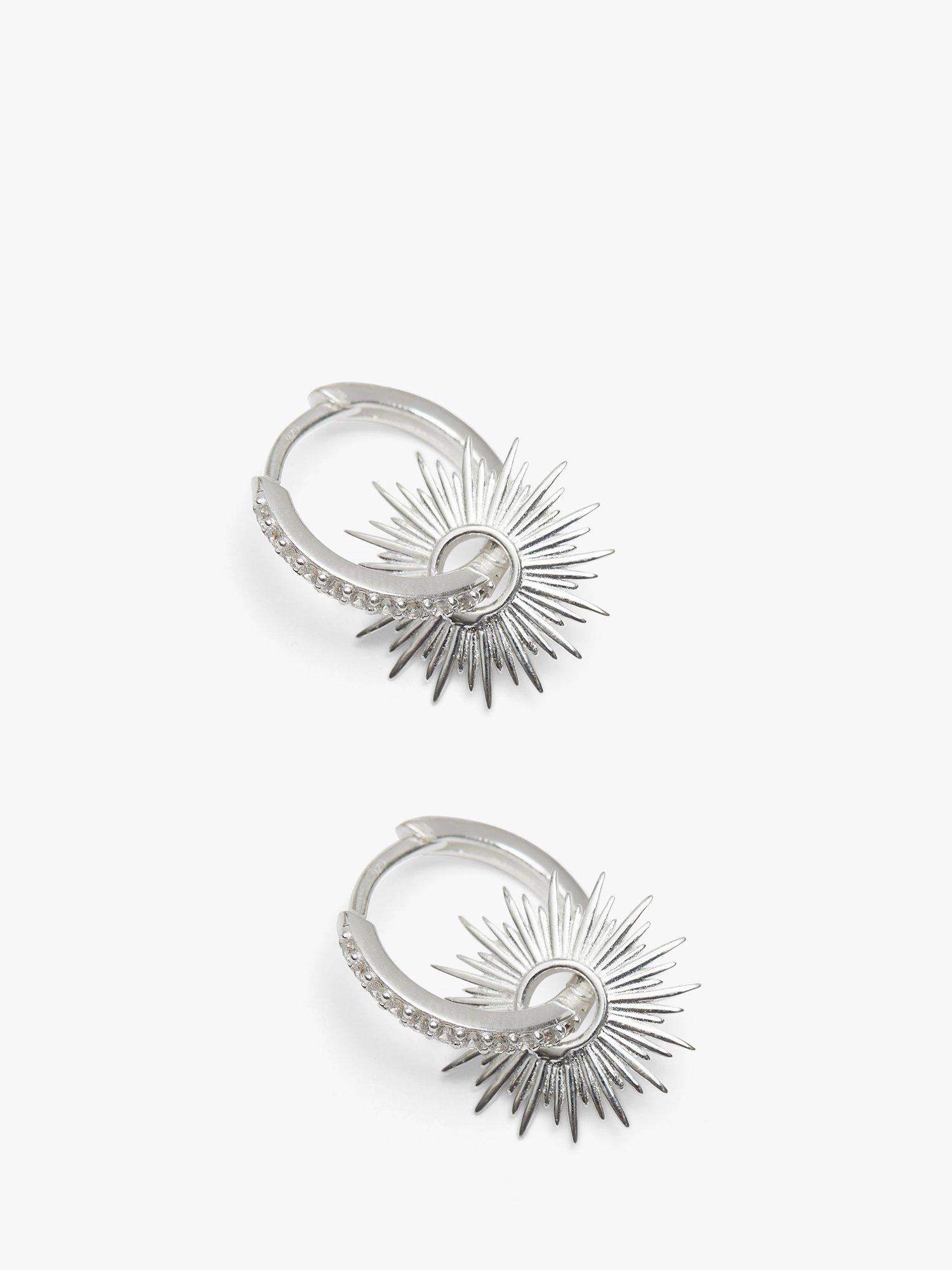 Product image 2 of 3, which shows Simply Silver Starburst Charm Earrings, Silver
