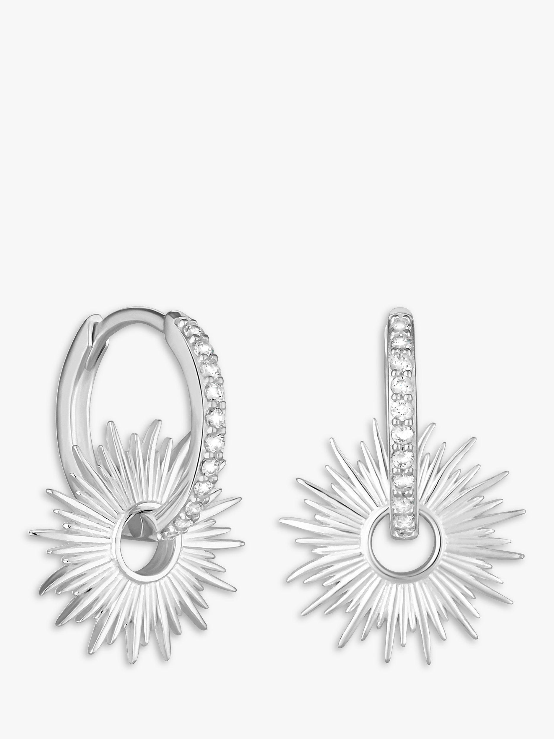 Product image 3 of 3, which shows Simply Silver Starburst Charm Earrings, Silver