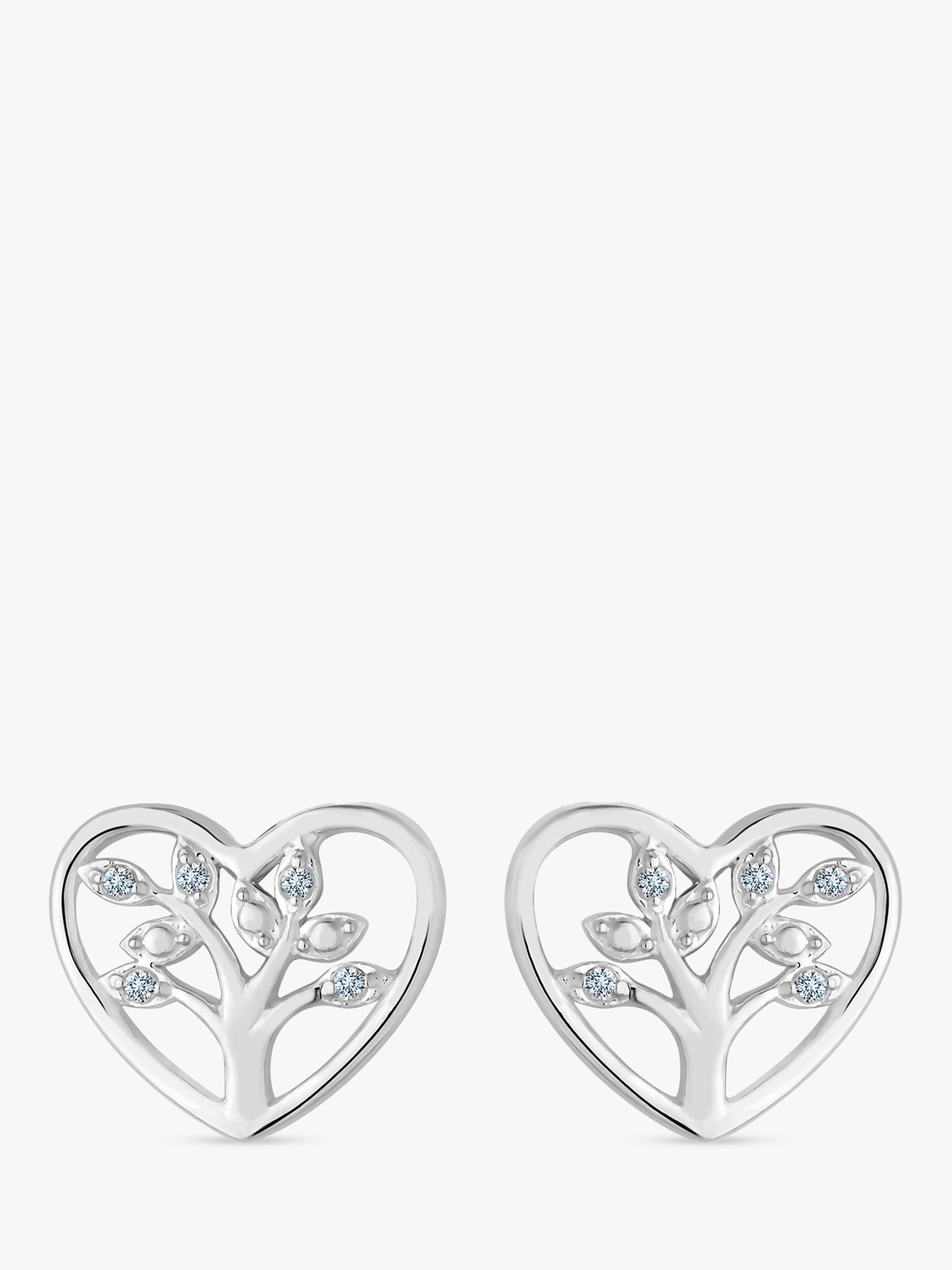 Product image 2 of 2, which shows Simply Silver Tree of Love Heart Stud Earrings, Silver