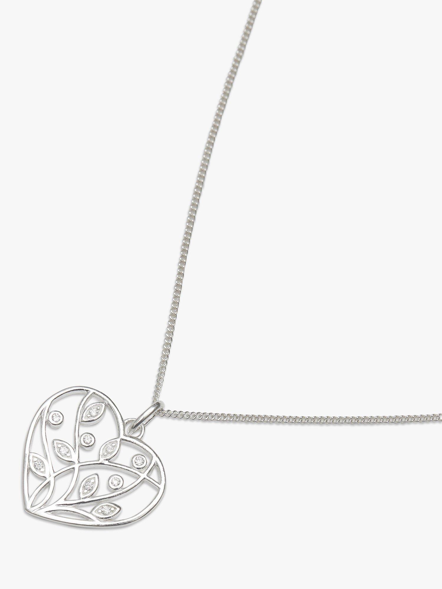 Product image 1 of 4, which shows Simply Silver Tree of Love Heart Pendant Necklace, Silver