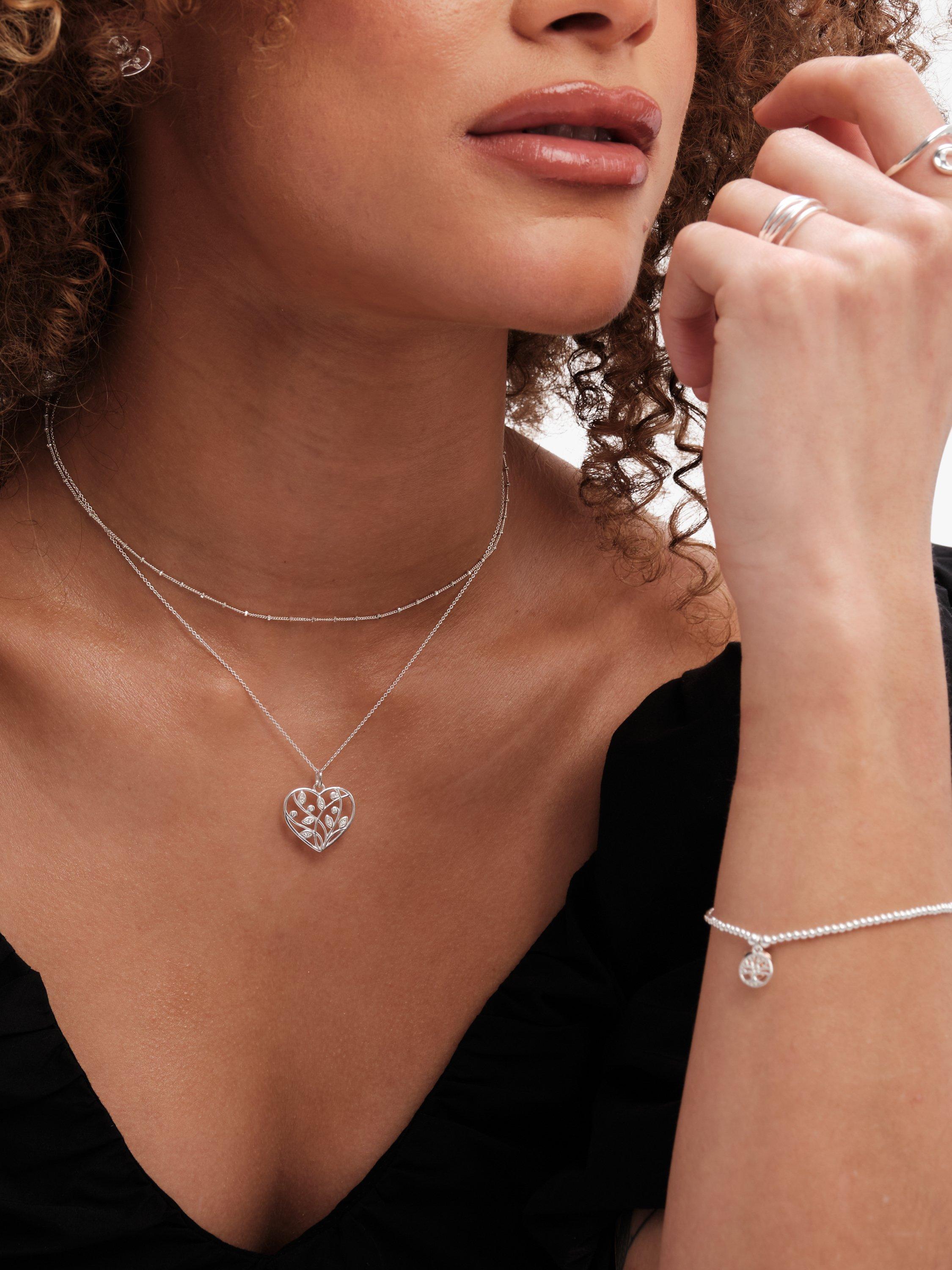 Product image 2 of 4, which shows Simply Silver Tree of Love Heart Pendant Necklace, Silver