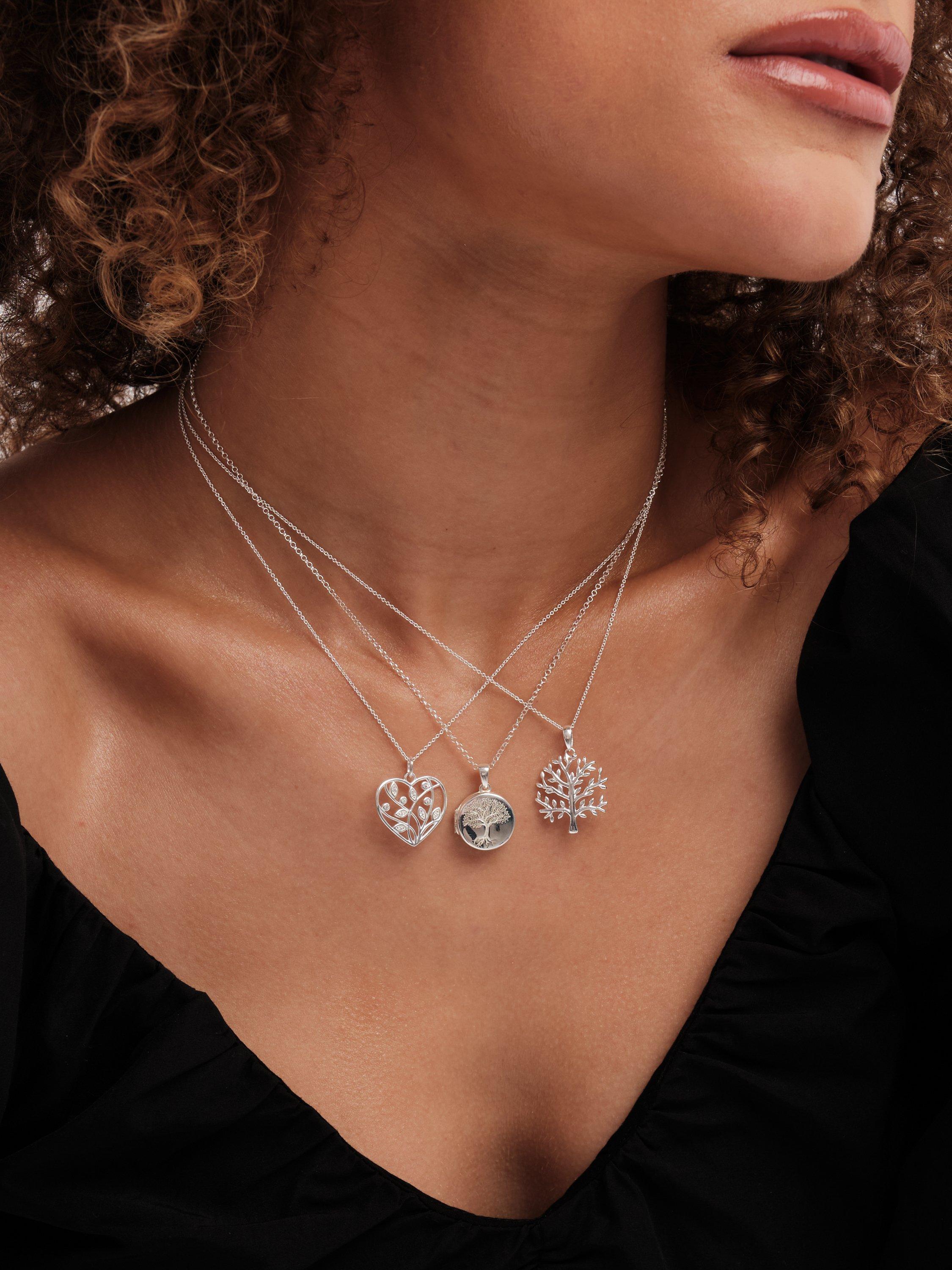 Product image 4 of 4, which shows Simply Silver Tree of Love Heart Pendant Necklace, Silver