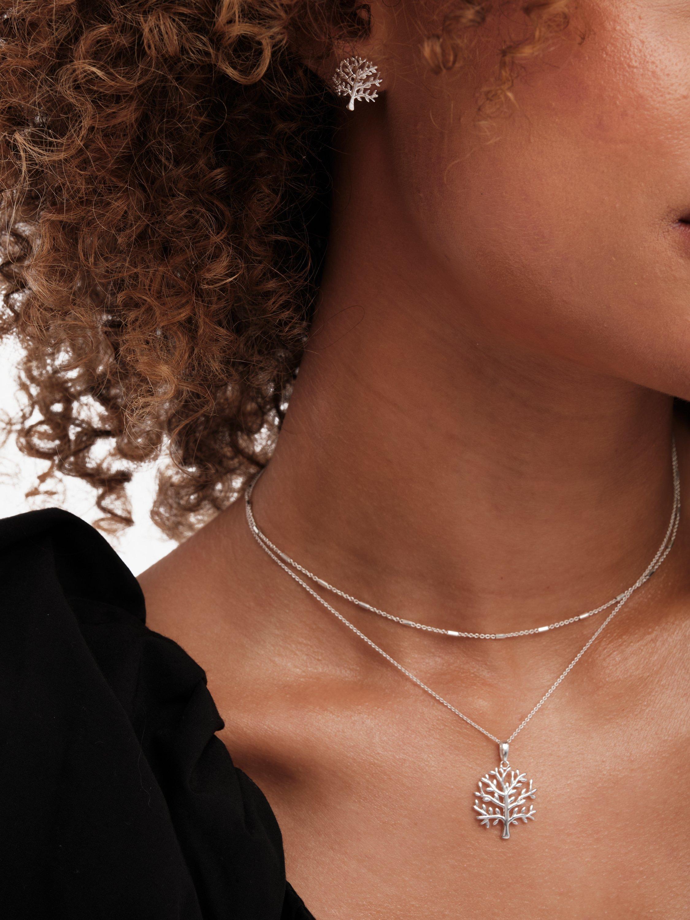 Product image 1 of 5, which shows Simply Silver Tree of Love Pendant Necklace, Silver