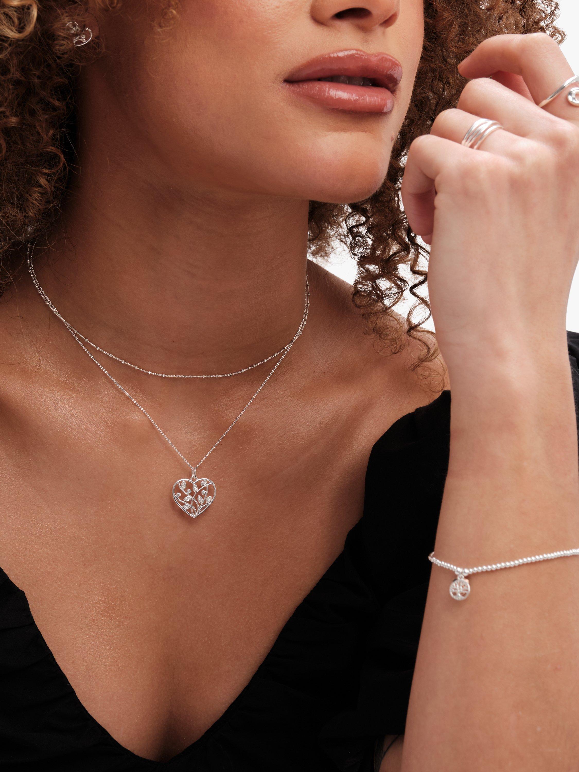 Product image 2 of 2, which shows Simply Silver Fine Station Chain Necklace, Silver
