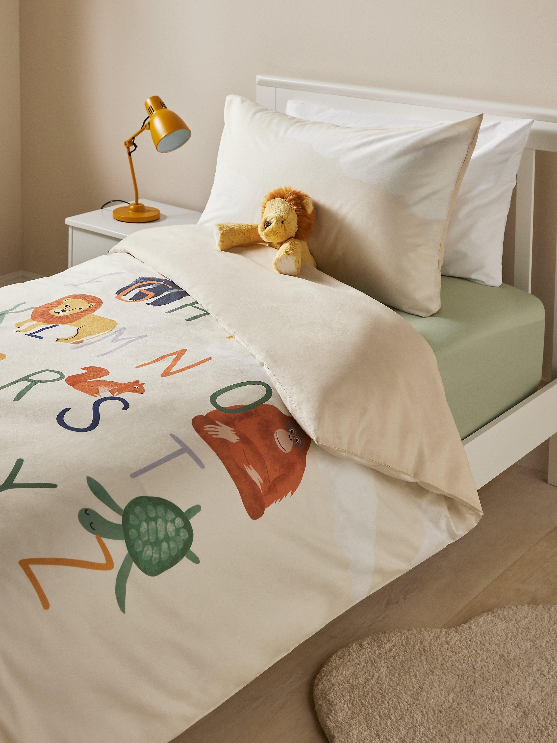 John Lewis Kids World Maps Alphabet Animals Pure Cotton Duvet Cover Pillowcase Set