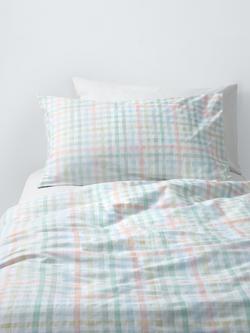 John Lewis Kids' Watercolour Gingham Pure Cotton Duvet Cover and Pillowcase Set, Multi, Multi