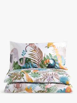 John Lewis Kids' Safari & Friends Pure Cotton Reversible Duvet Cover and Pillowcase Set, Multi