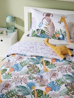John Lewis Kids' Safari & Friends Pure Cotton Reversible Duvet Cover and Pillowcase Set - view 2, Multi