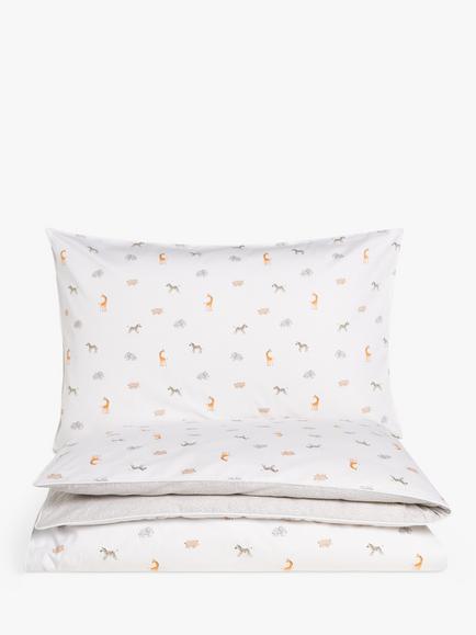 John Lewis Safari Ditsy Print Pure Pure Cotton Duvet Cover and Pillowcase Set, Multi