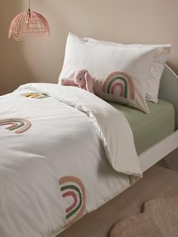 John Lewis Tufted Rainbow Pure Cotton Duvet Cover and Pillowcase Set, Single Set - view 2, Multi