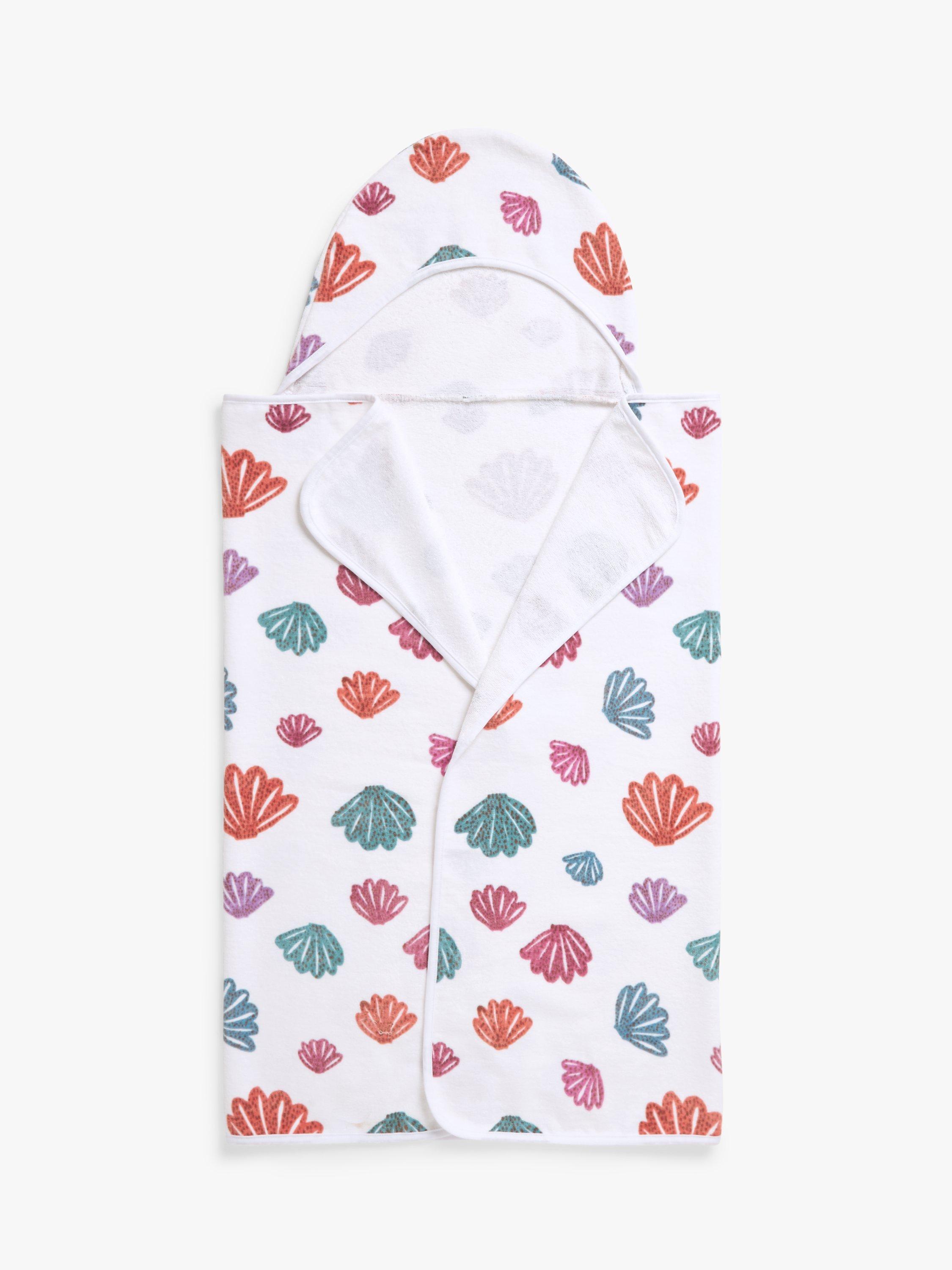 John Lewis Kids Sea Shells Cotton Hooded Towel Multi