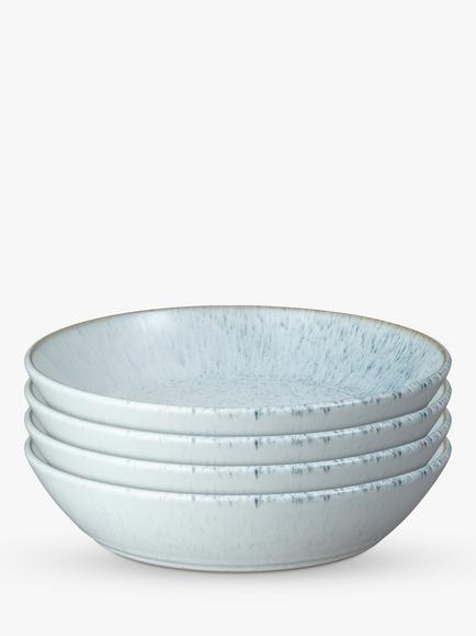 Denby Kiln Blue Stoneware Pasta Bowls, Set of 4, 22cm, Blue, Blue