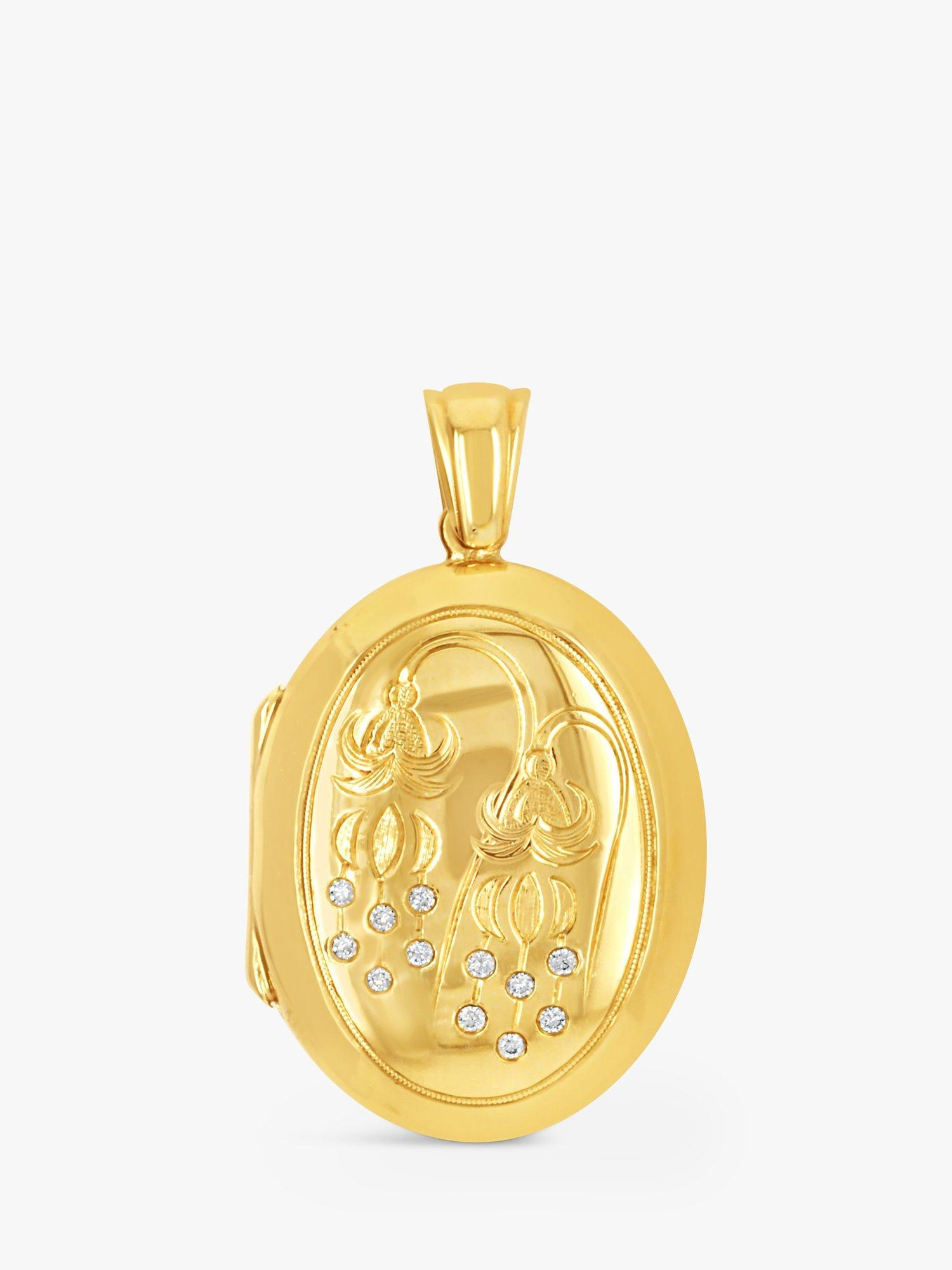 Product image 1 of 3, which shows Milton & Humble Jewellery Pre-Loved 9ct Yellow Gold Diamond Floral Locket, Dated Birmingham 2000