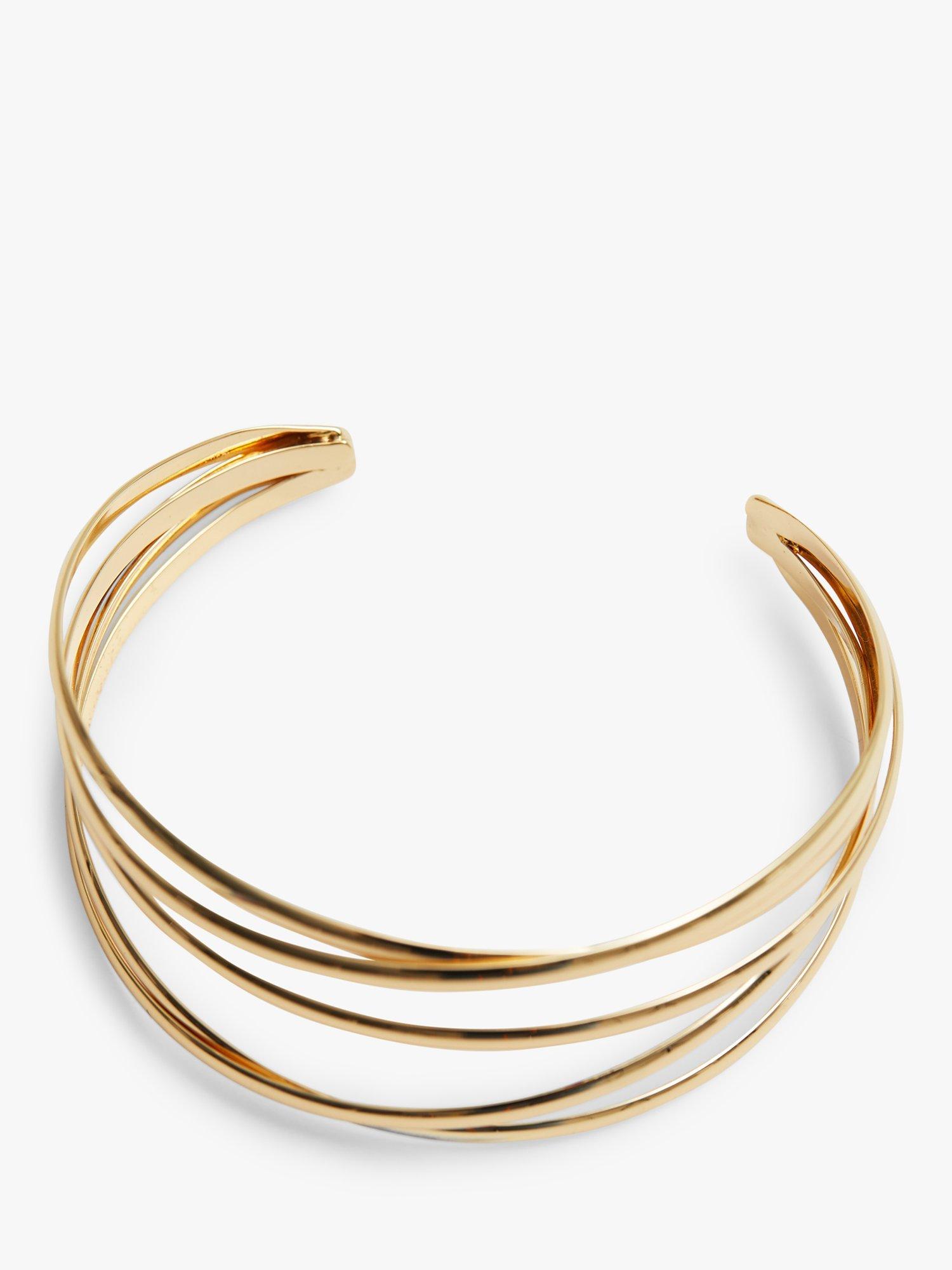 Jon Richard Recycled Gold Plated Polished Weave Cuff Bangle Gold