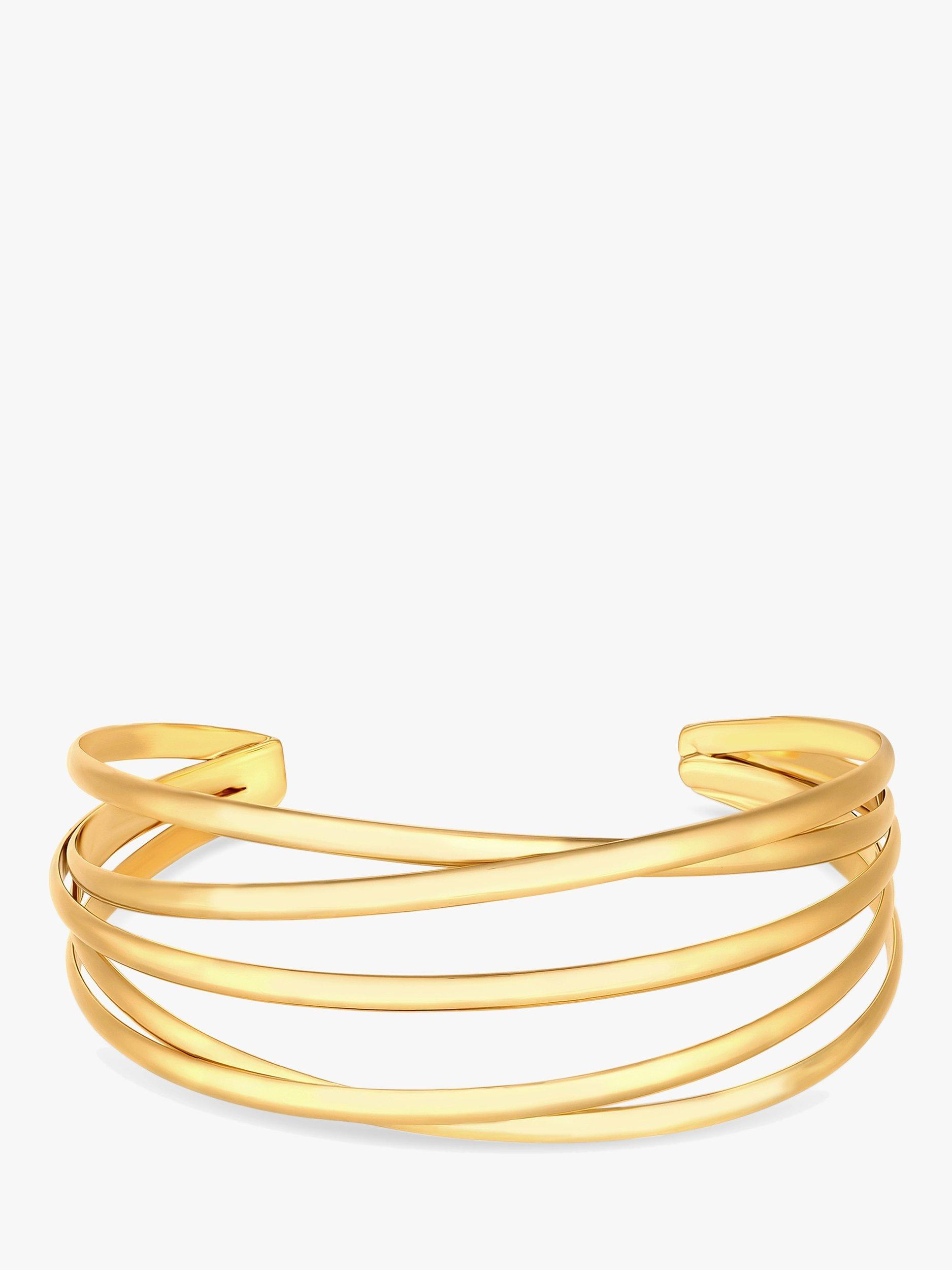 Product image 1 of 2, which shows Jon Richard Recycled Gold Plated Polished Weave Cuff Bangle, Gold
