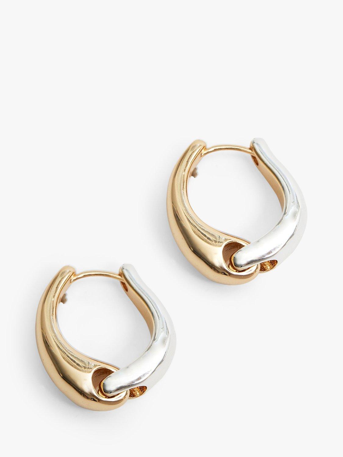 Jon Richard Two Tone Hoop Earrings, Silver/Gold