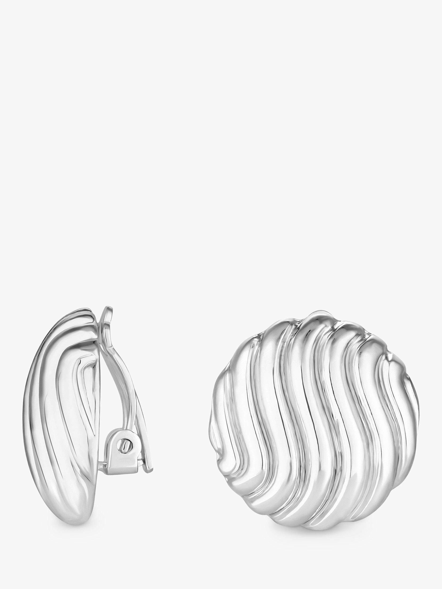 Jon Richard Textured Clip On Stud Earrings, Silver