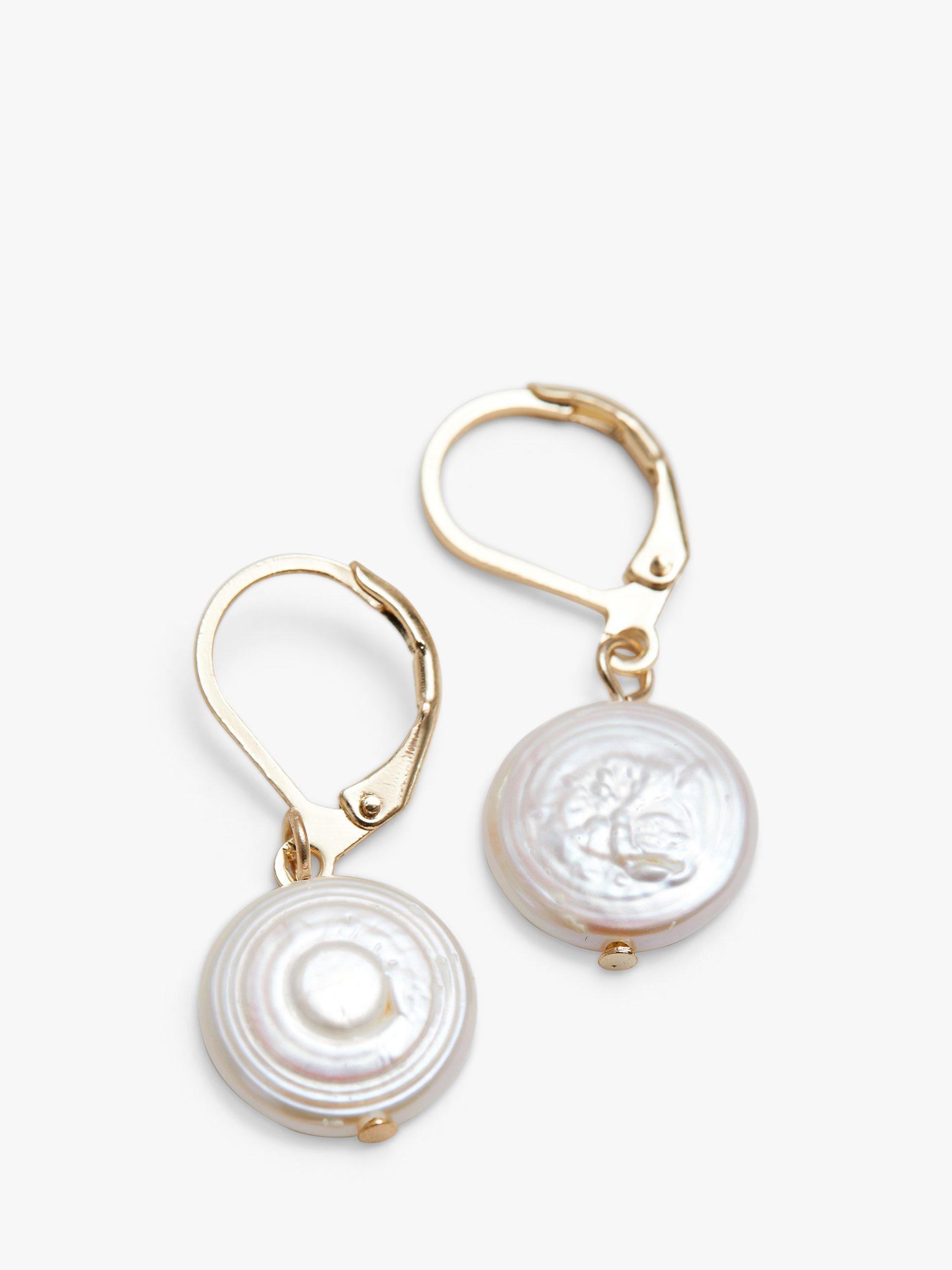 Jon Richard Freshwater Pearl Drop Earrings, Gold/White