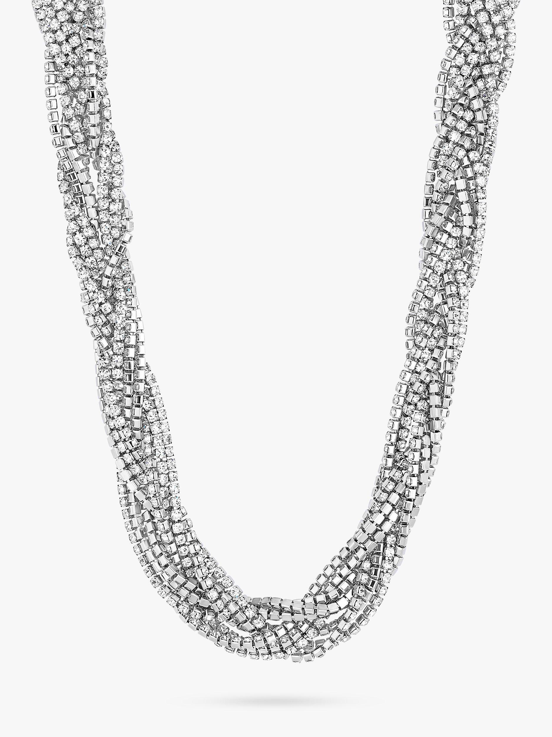 Jon Richard Statement Twisted Crystal Collar Necklace, Silver