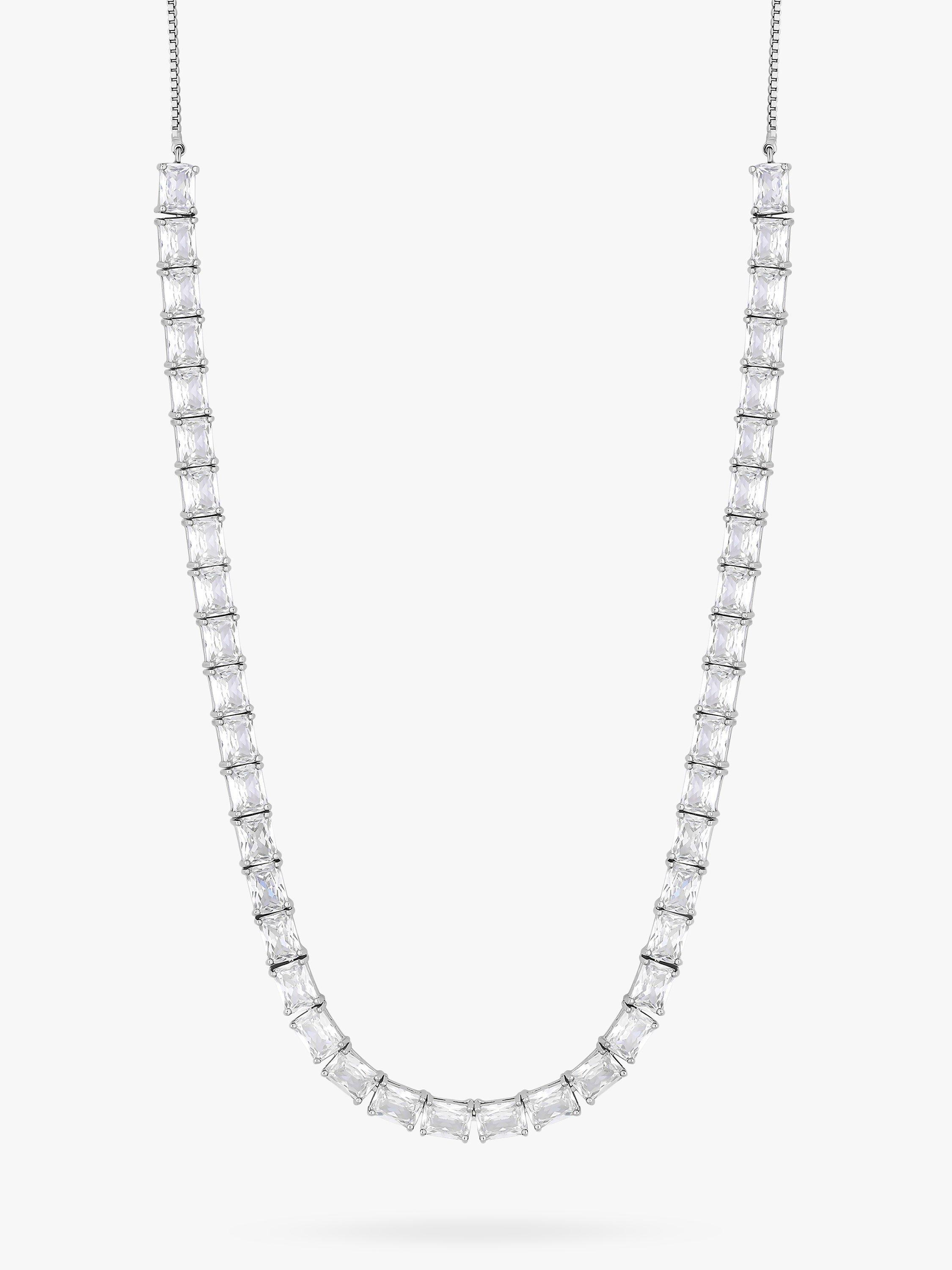 Product image 1 of 1, which shows Jon Richard Cubic Zirconia Baguette Toggle Choker Necklace, Silver