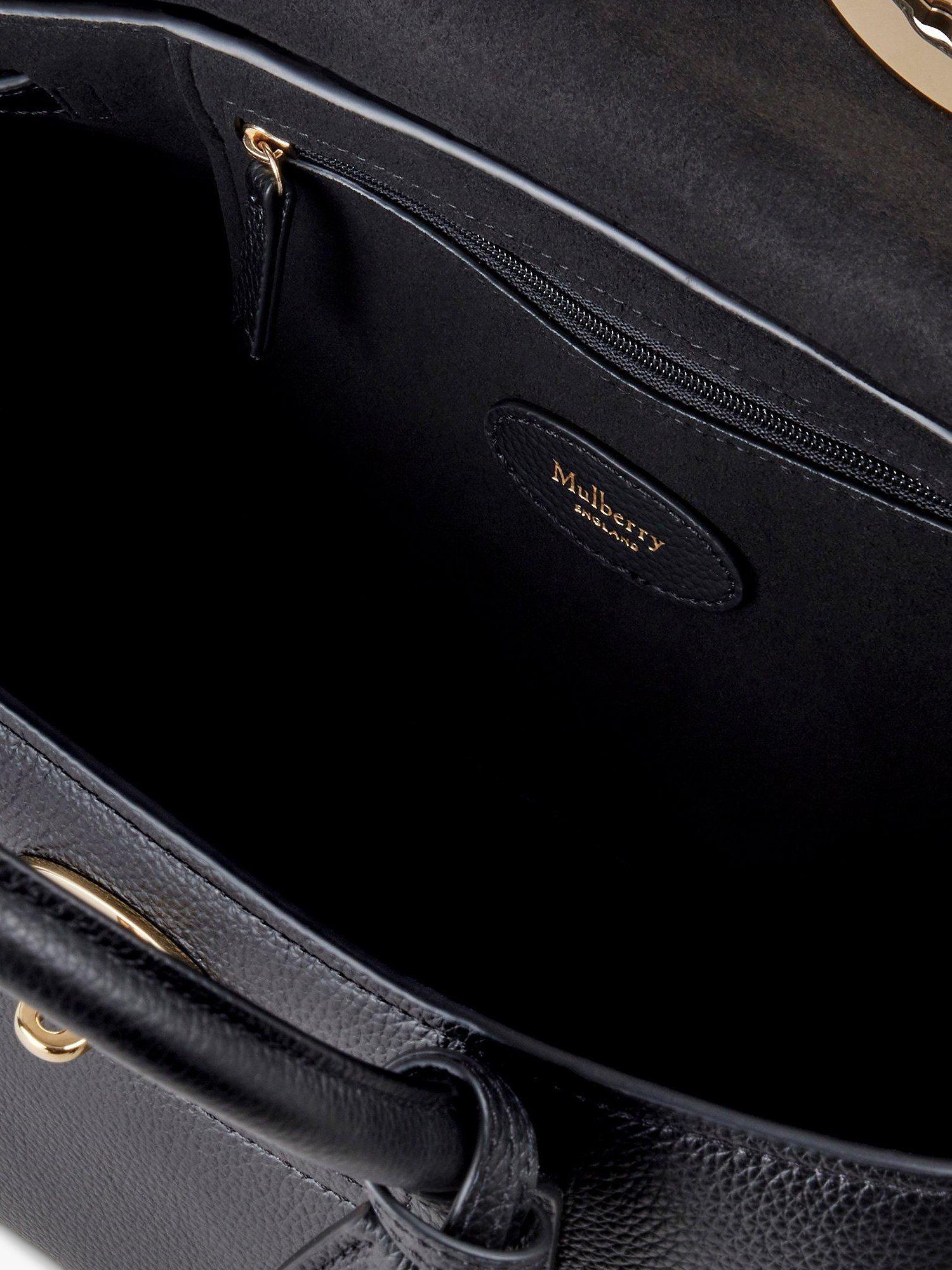 Product image 4 of 7, which shows Mulberry Bayswater Small Classic Grain Leather Satchel, Black