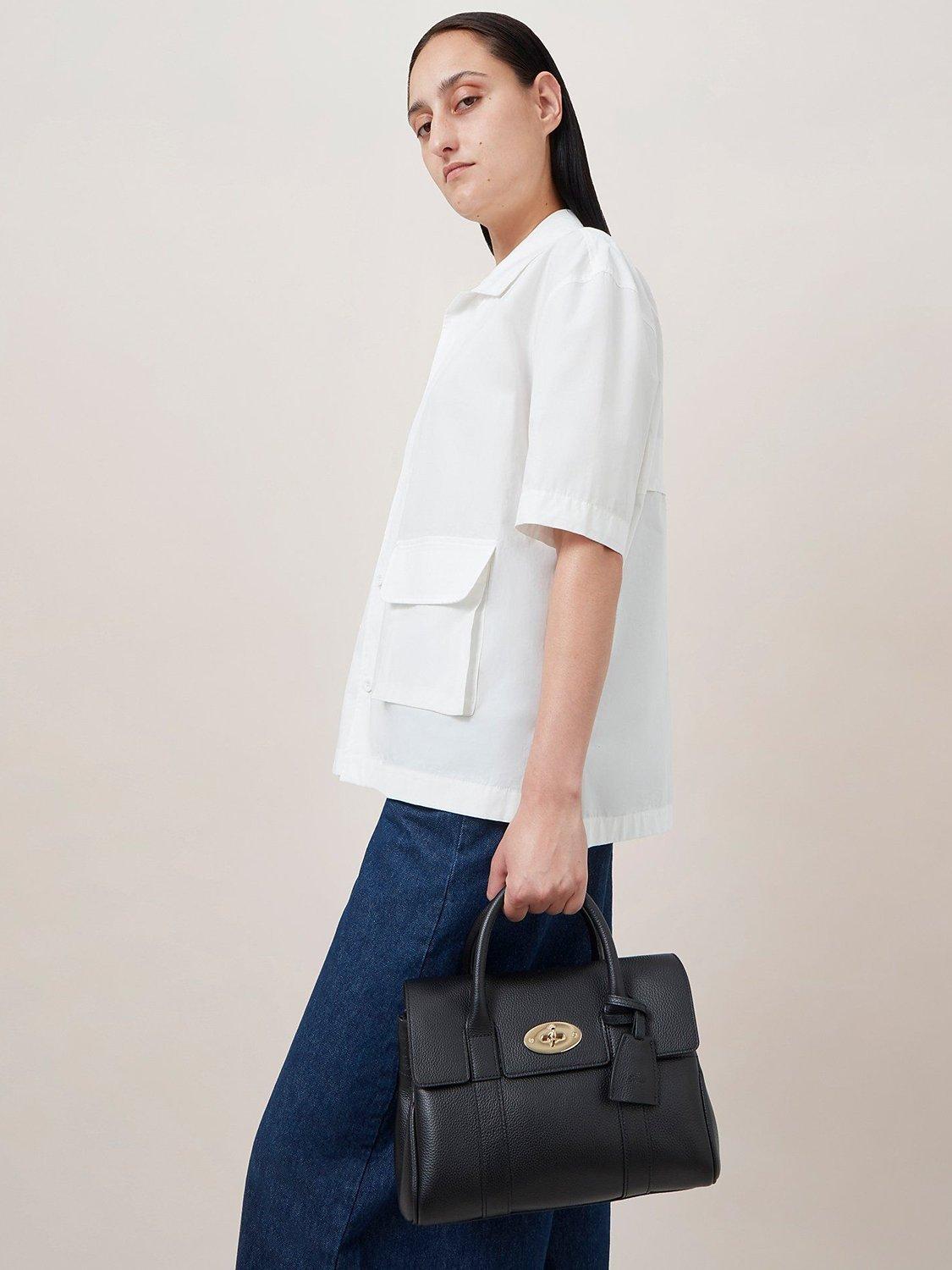 Product image 7 of 7, which shows Mulberry Bayswater Small Classic Grain Leather Satchel, Black