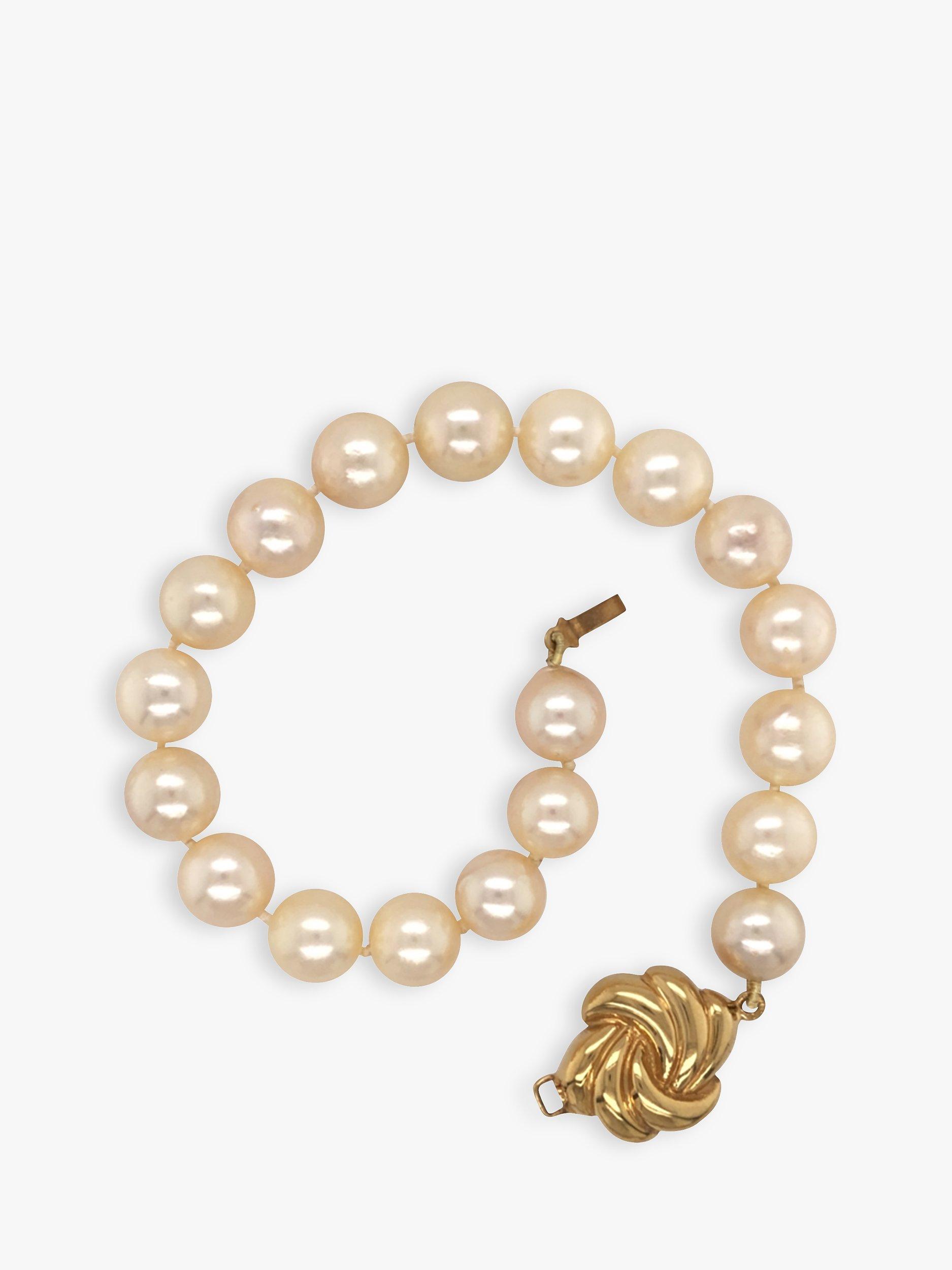 Vintage Fine Jewellery Pre-Loved 18ct Gold Clasp Single Row Pearl Bracelet, Dated London 1992