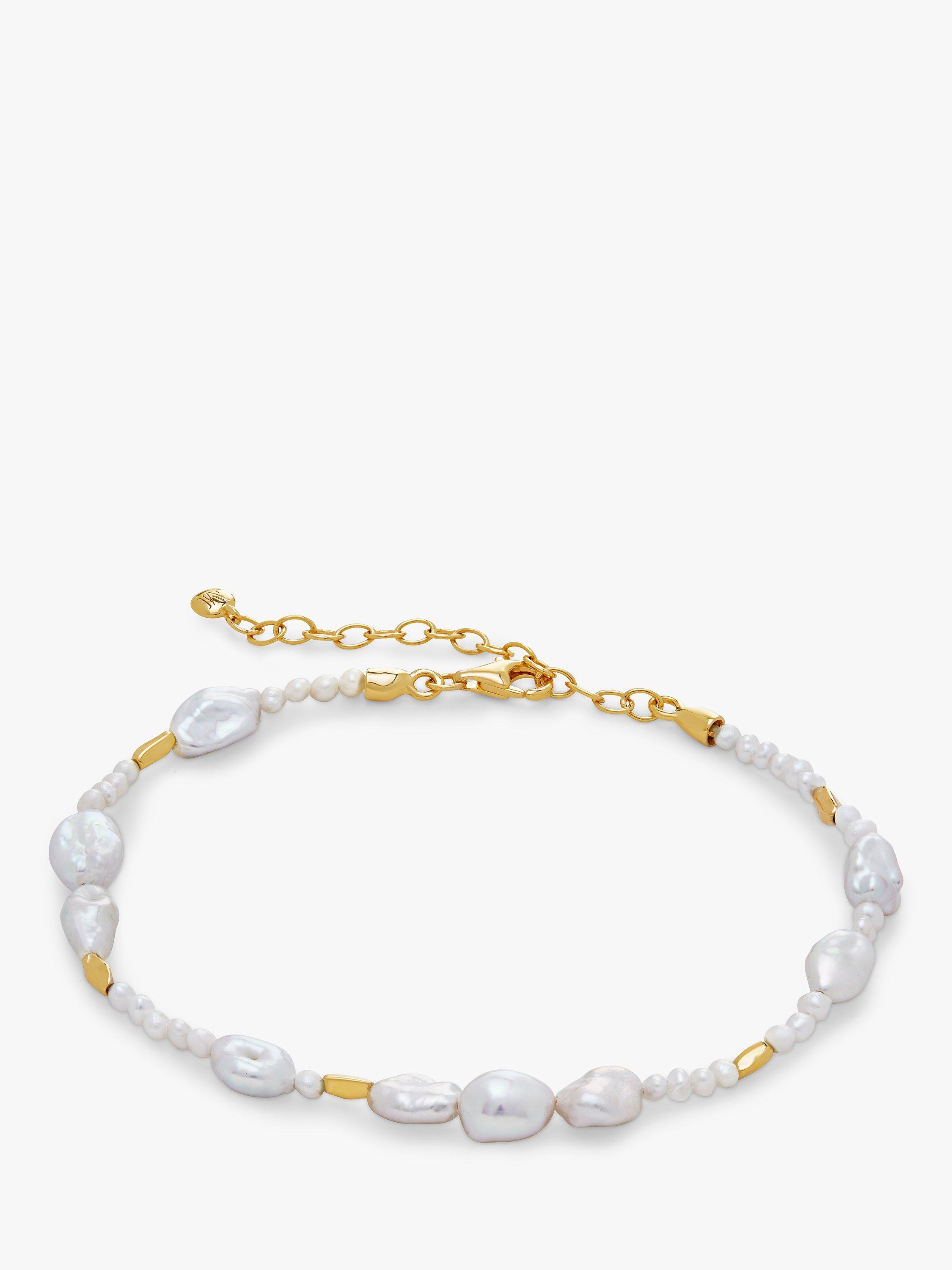 Product image 1 of 4, which shows Monica Vinader Keshi Scatter Pearl Bracelet, Gold