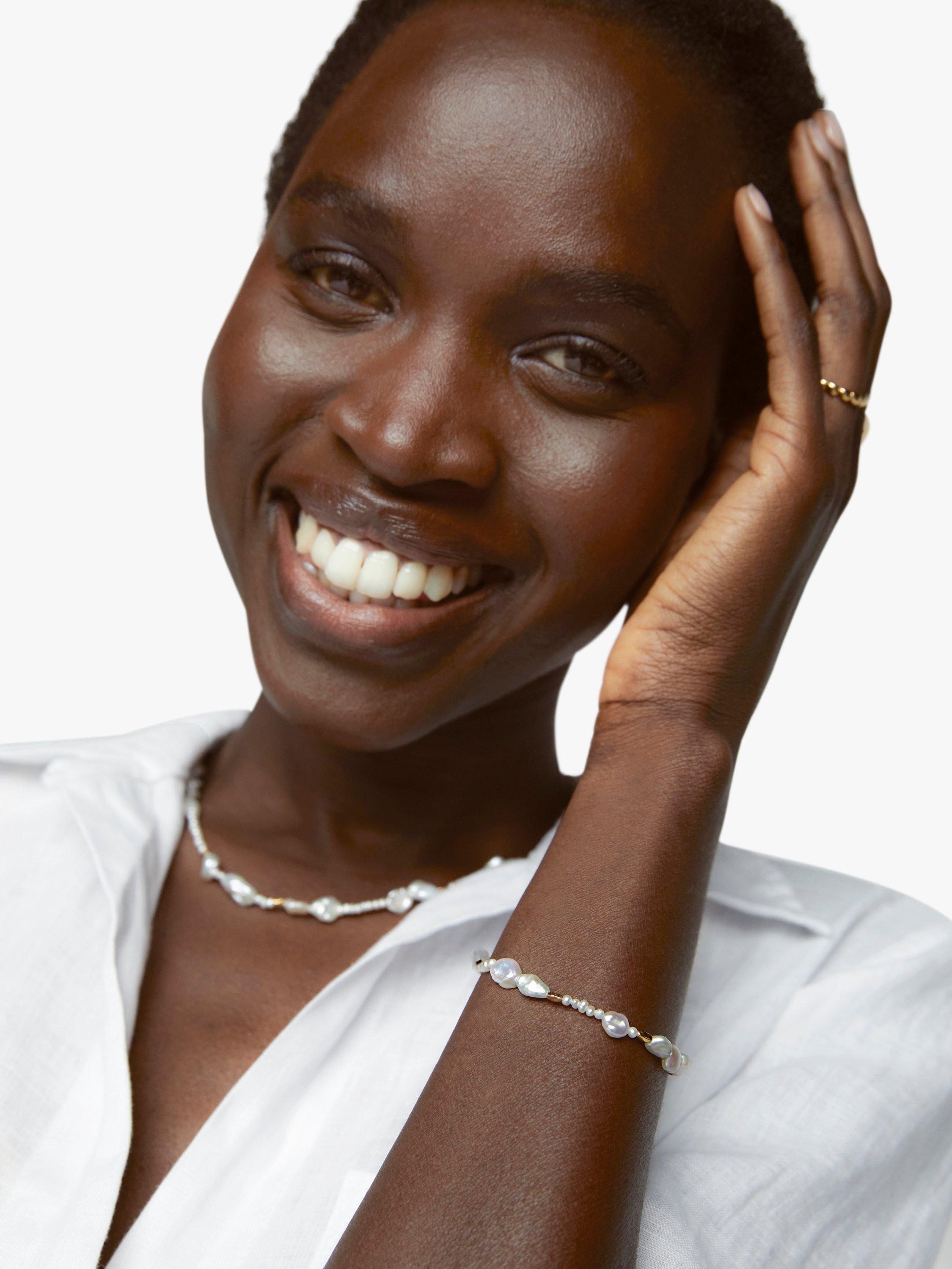 Product image 3 of 4, which shows Monica Vinader Keshi Scatter Pearl Bracelet, Gold