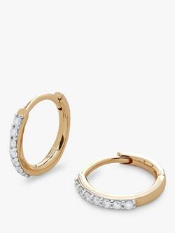 Monica Vinader 14ct Yellow Gold Diamond Huggies Hoop Earrings, Gold, Gold