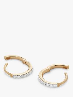 Monica Vinader 14ct Yellow Gold Diamond Huggies Hoop Earrings, Gold - view 2, Gold