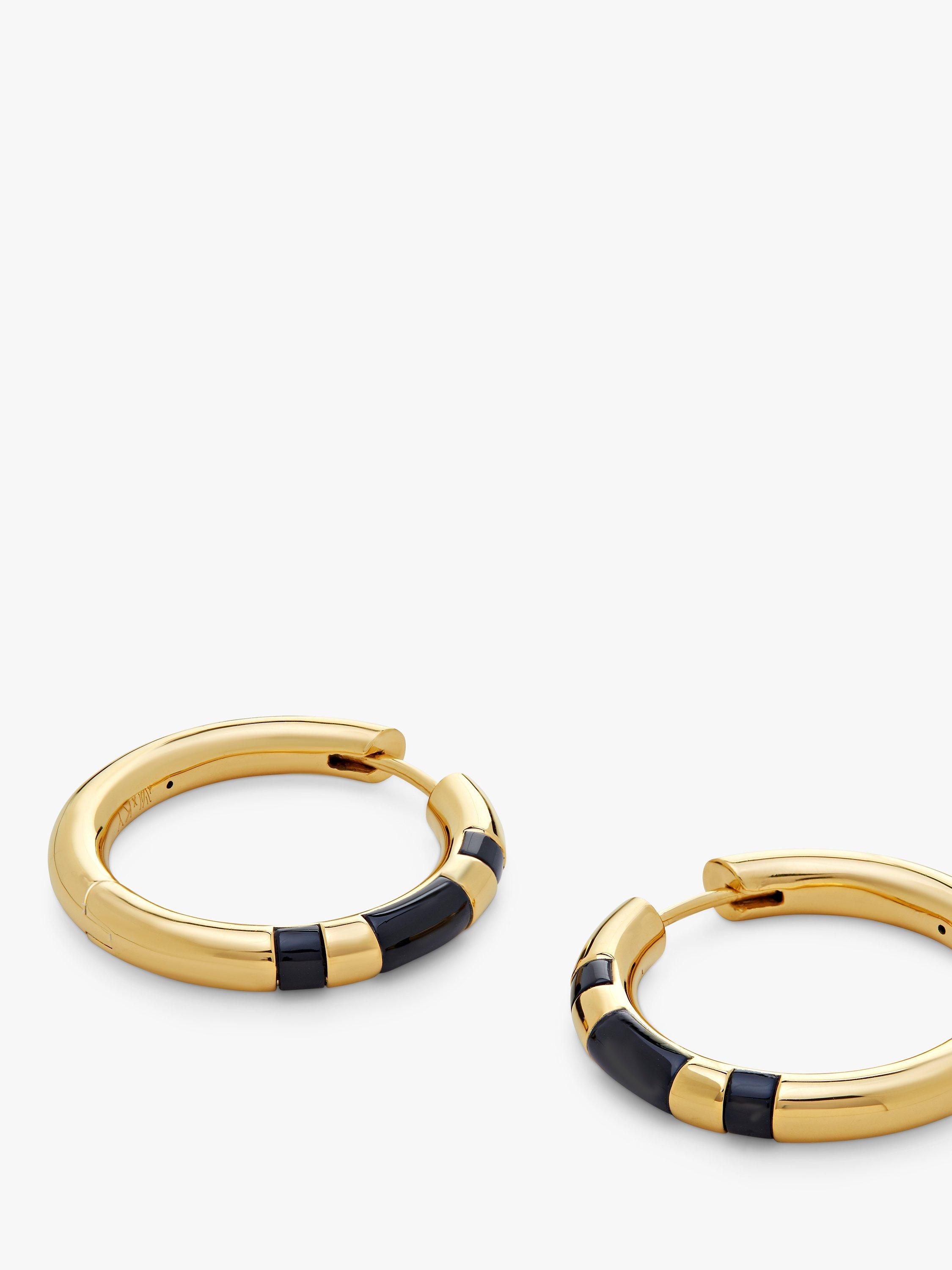 Product image 2 of 4, which shows Monica Vinader x Kate Young Tiger's Eye Gemstone Hoop Earrings, Gold