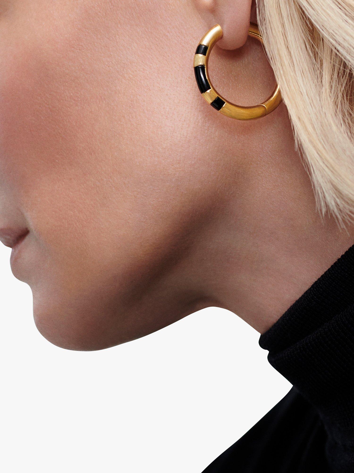 Product image 3 of 4, which shows Monica Vinader x Kate Young Tiger's Eye Gemstone Hoop Earrings, Gold