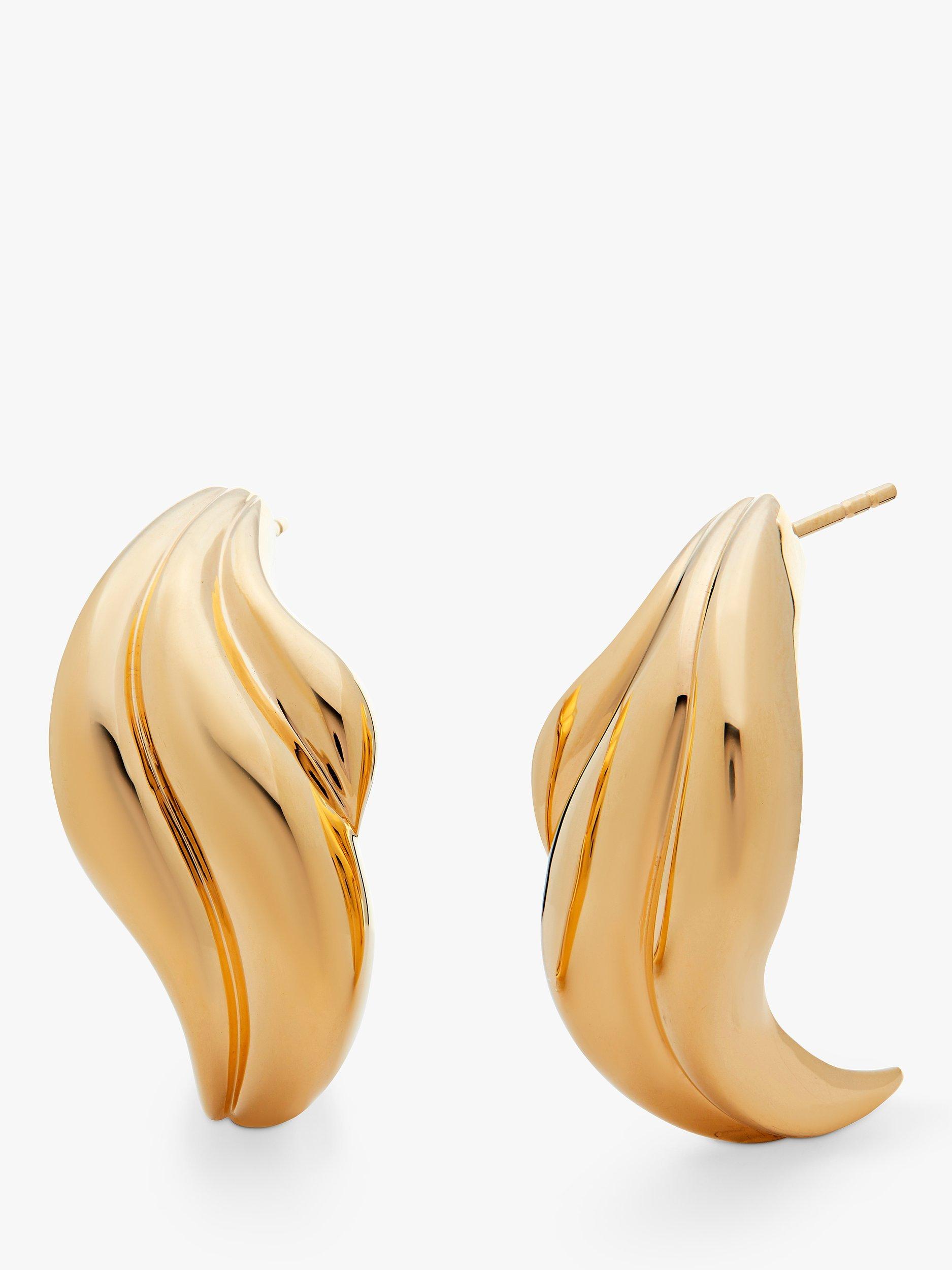 Product image 1 of 4, which shows Monica Vinader Swirl Bold Stud Earrings, Gold