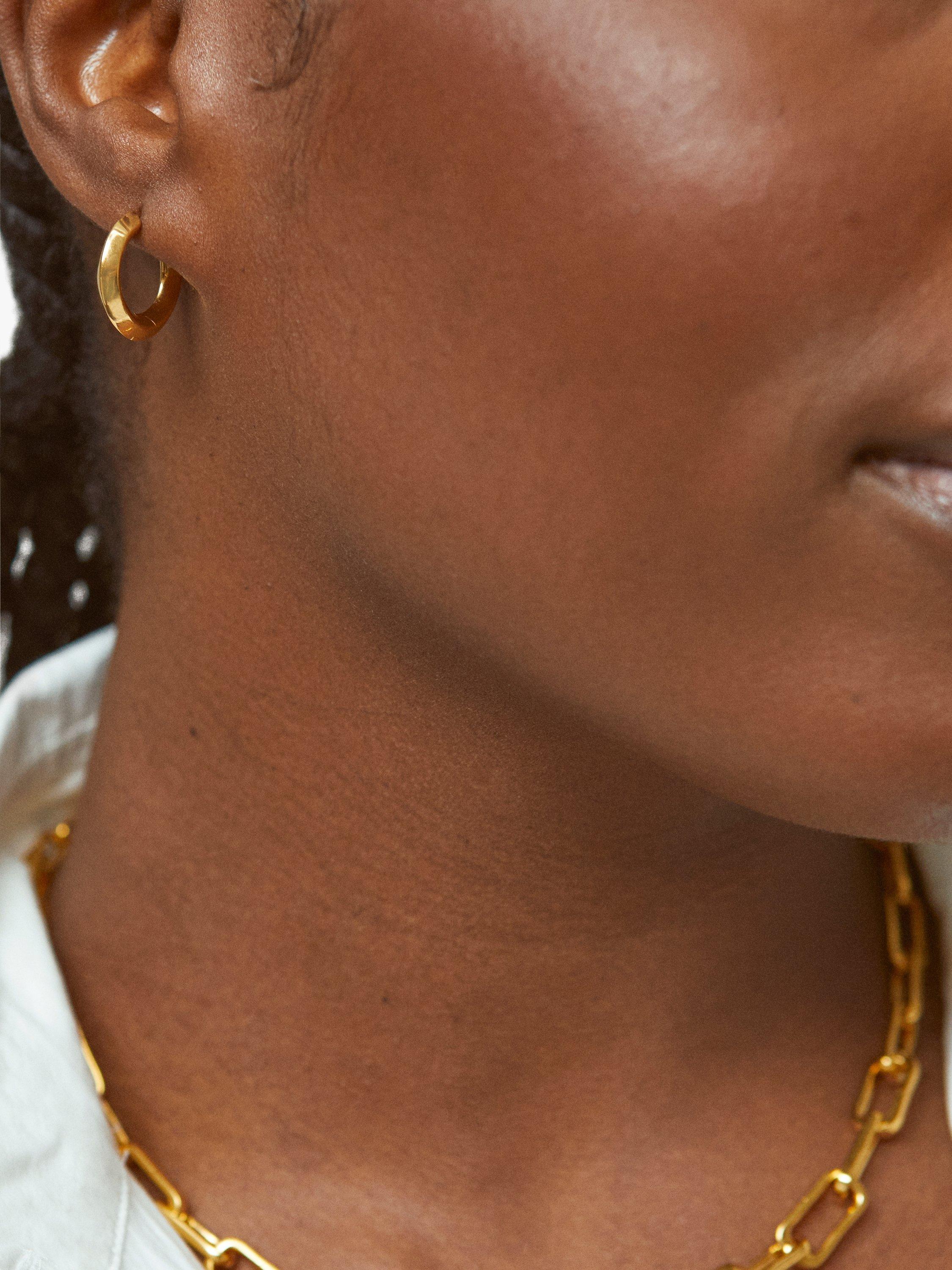Product image 3 of 4, which shows Monica Vinader Power Small Hoop Earrings, Gold