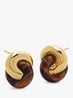 Monica Vinader x Kate Young Tiger's Eye Stud Earrings, Gold, Gold