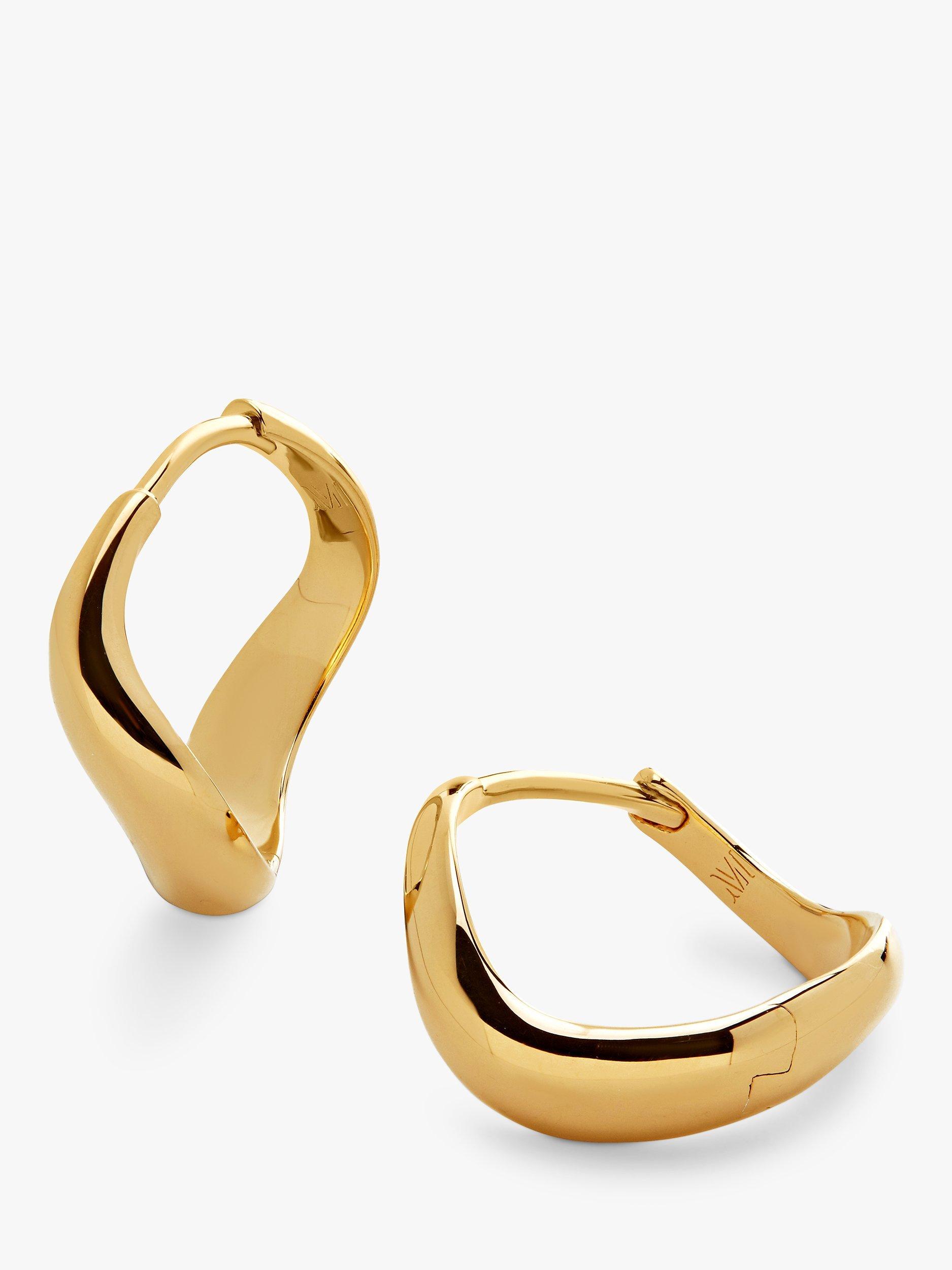 Product image 1 of 4, which shows Monica Vinader Swirl Small Hoop Earrings, Gold