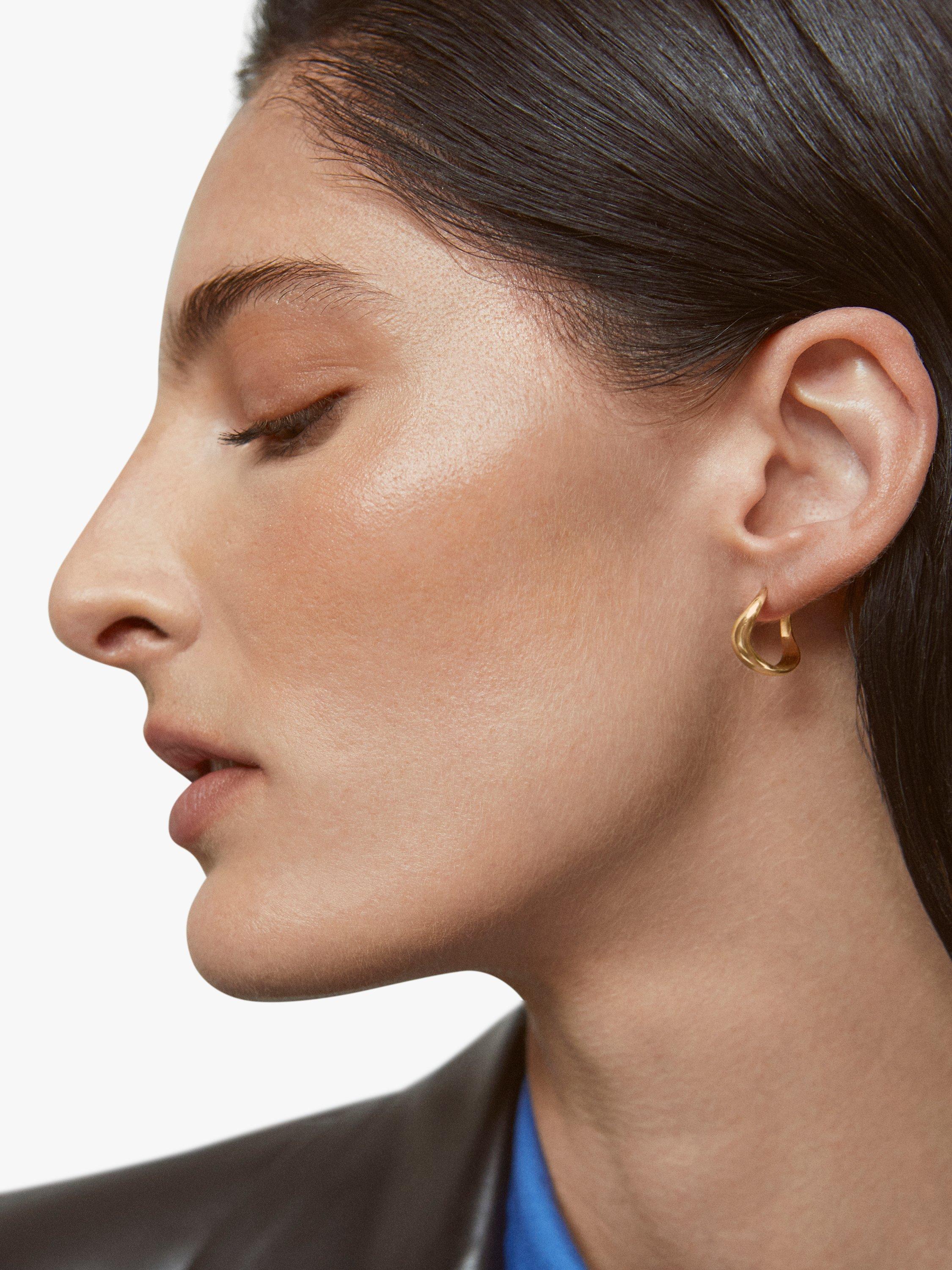 Product image 3 of 4, which shows Monica Vinader Swirl Small Hoop Earrings, Gold