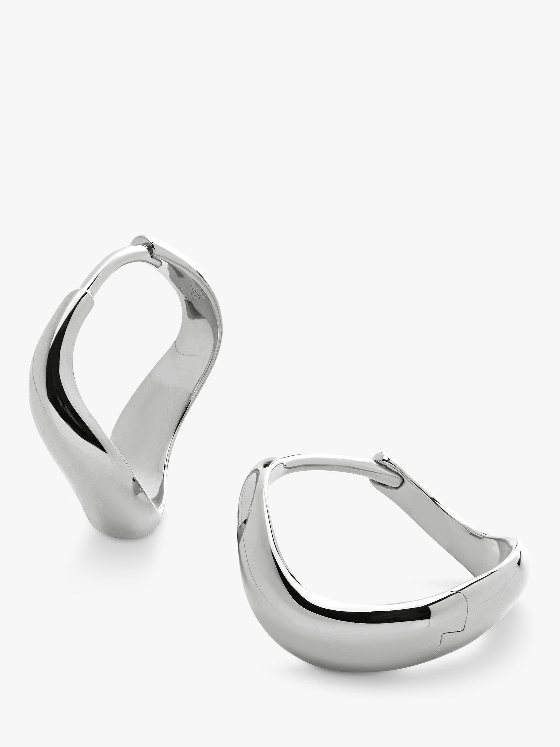 Product image 1 of 4, which shows Monica Vinader Swirl Small Hoop Earrings, Silver