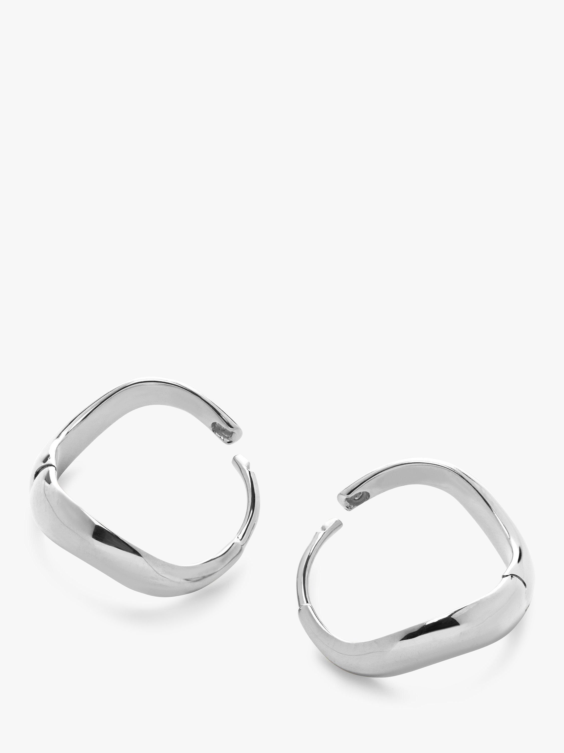 Product image 2 of 4, which shows Monica Vinader Swirl Small Hoop Earrings, Silver