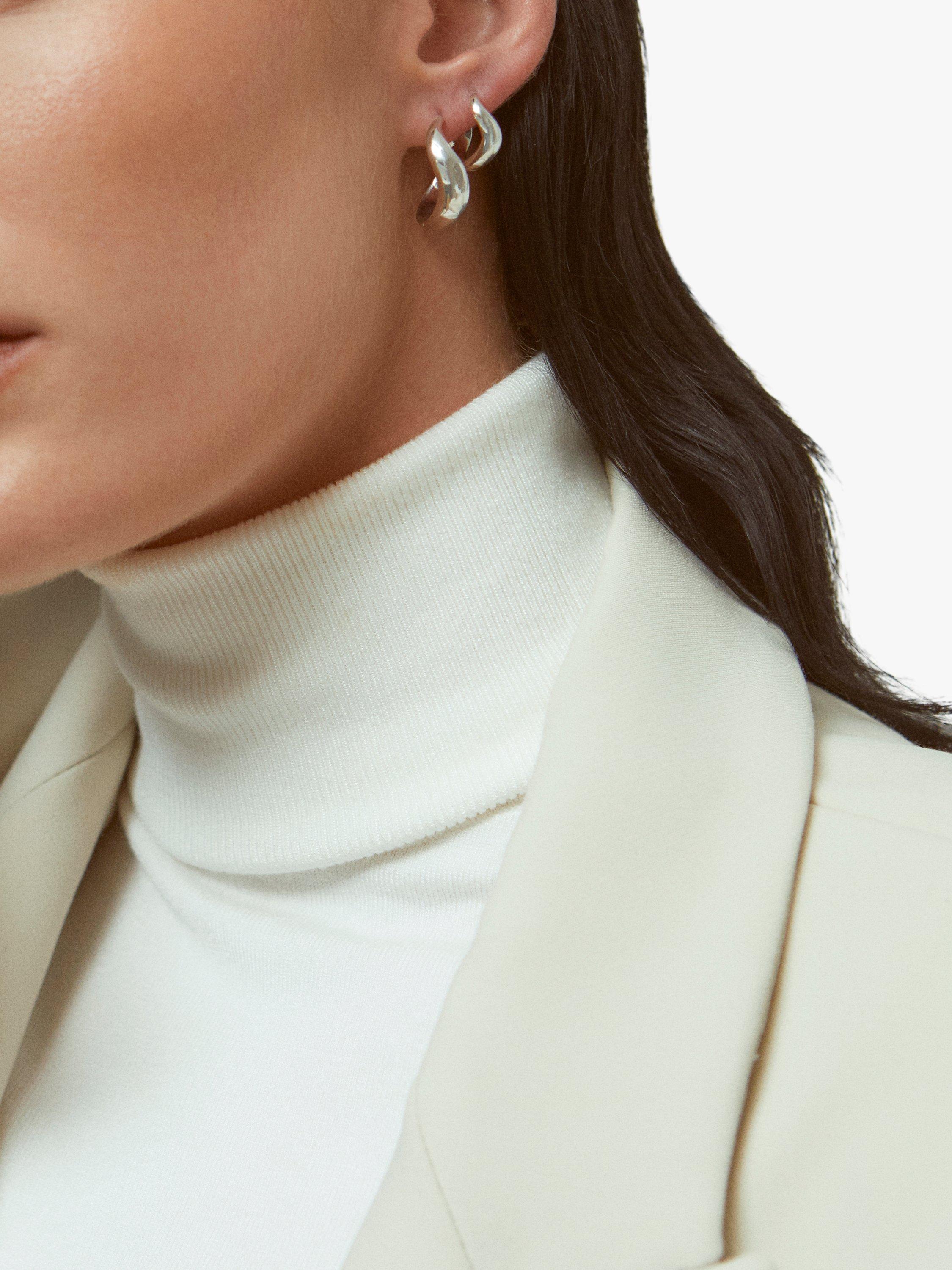 Product image 3 of 4, which shows Monica Vinader Swirl Small Hoop Earrings, Silver