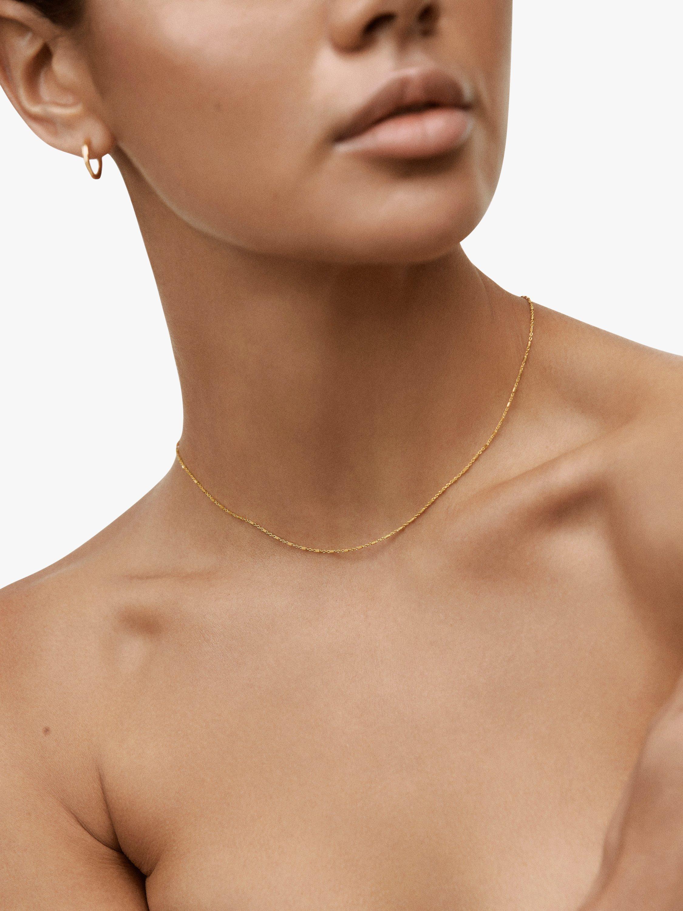 Product image 3 of 4, which shows Monica Vinader 18" Station Chain Necklace, Gold